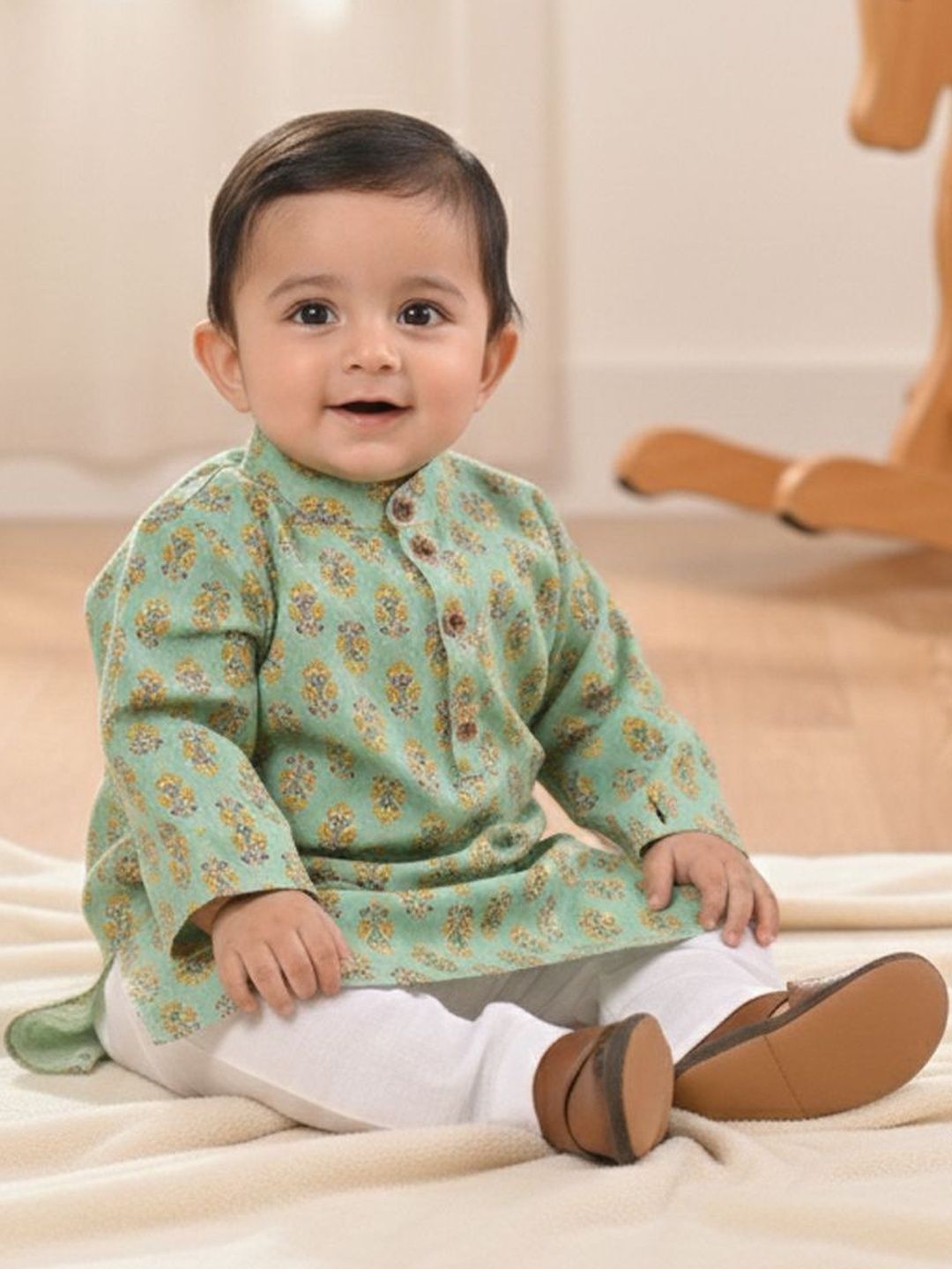 Sangria Infant Boys Printed Pure Cotton Mandarin Collar Kurta & Pyjamas Kurta Set-picture-39