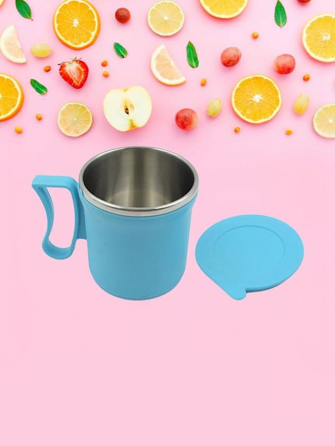 DeoDap Blue Stainless Steel Mug With Lid-picture-20