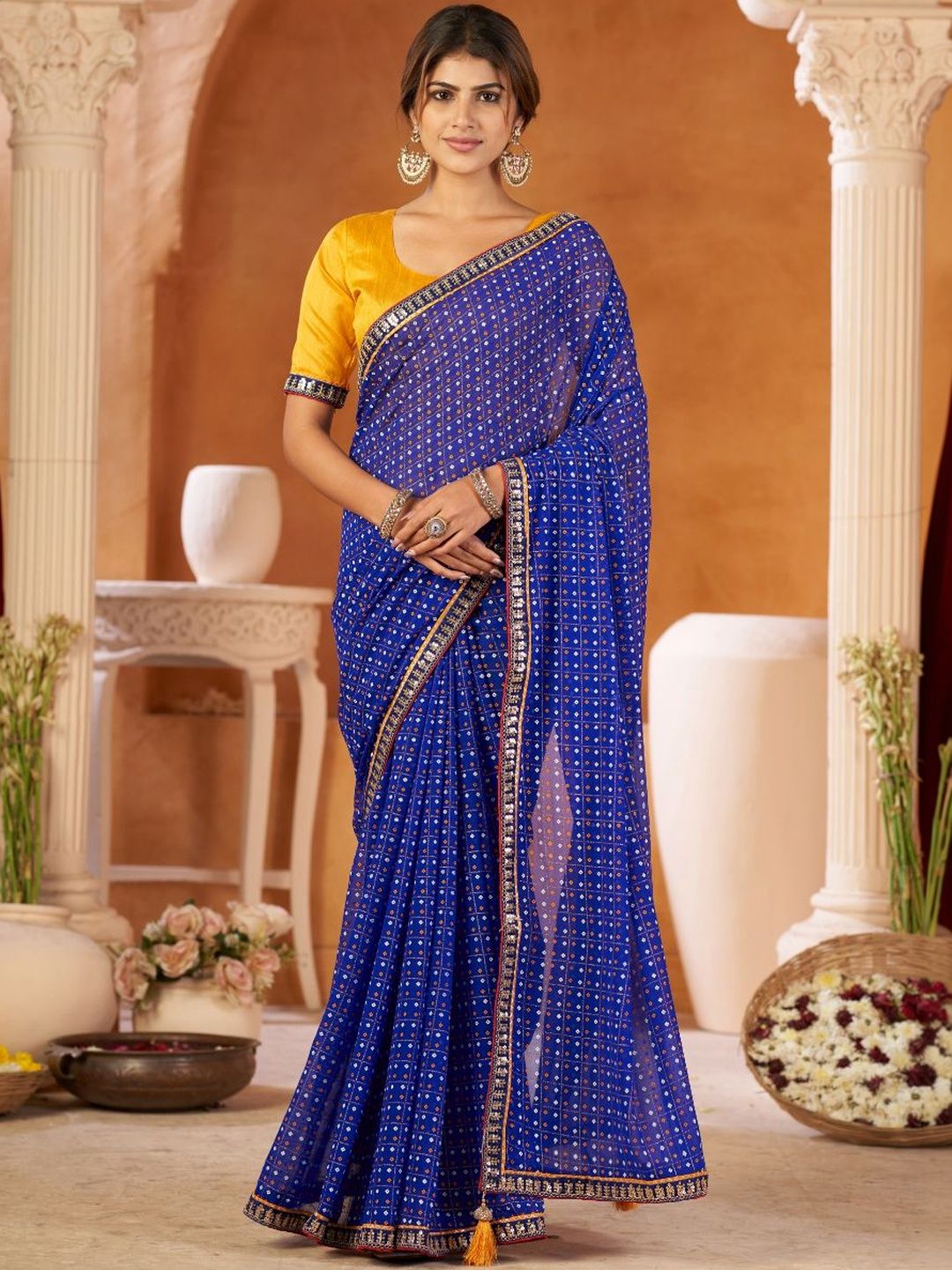 Parmila Fashion Bandhani Embroidered Pure Georgette Designer Bhagalpuri Saree-picture-32