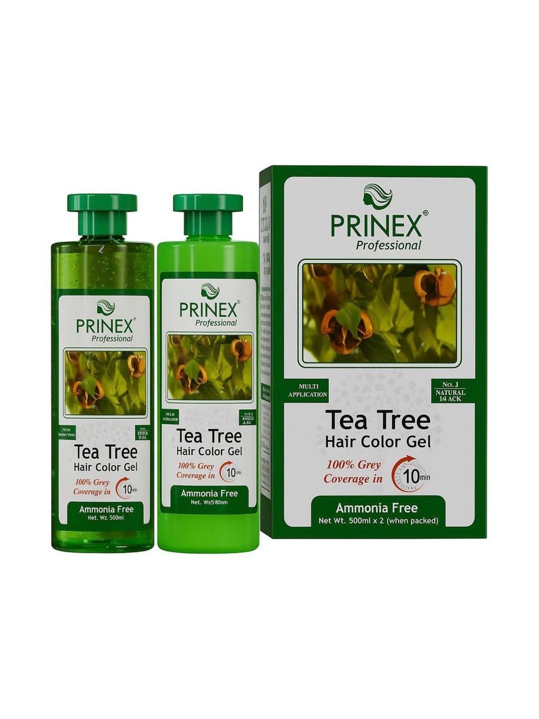 Prinex Set Of 2 Tea Tree Hair Color Gel- 500 ml Each- Natural Black-picture-12