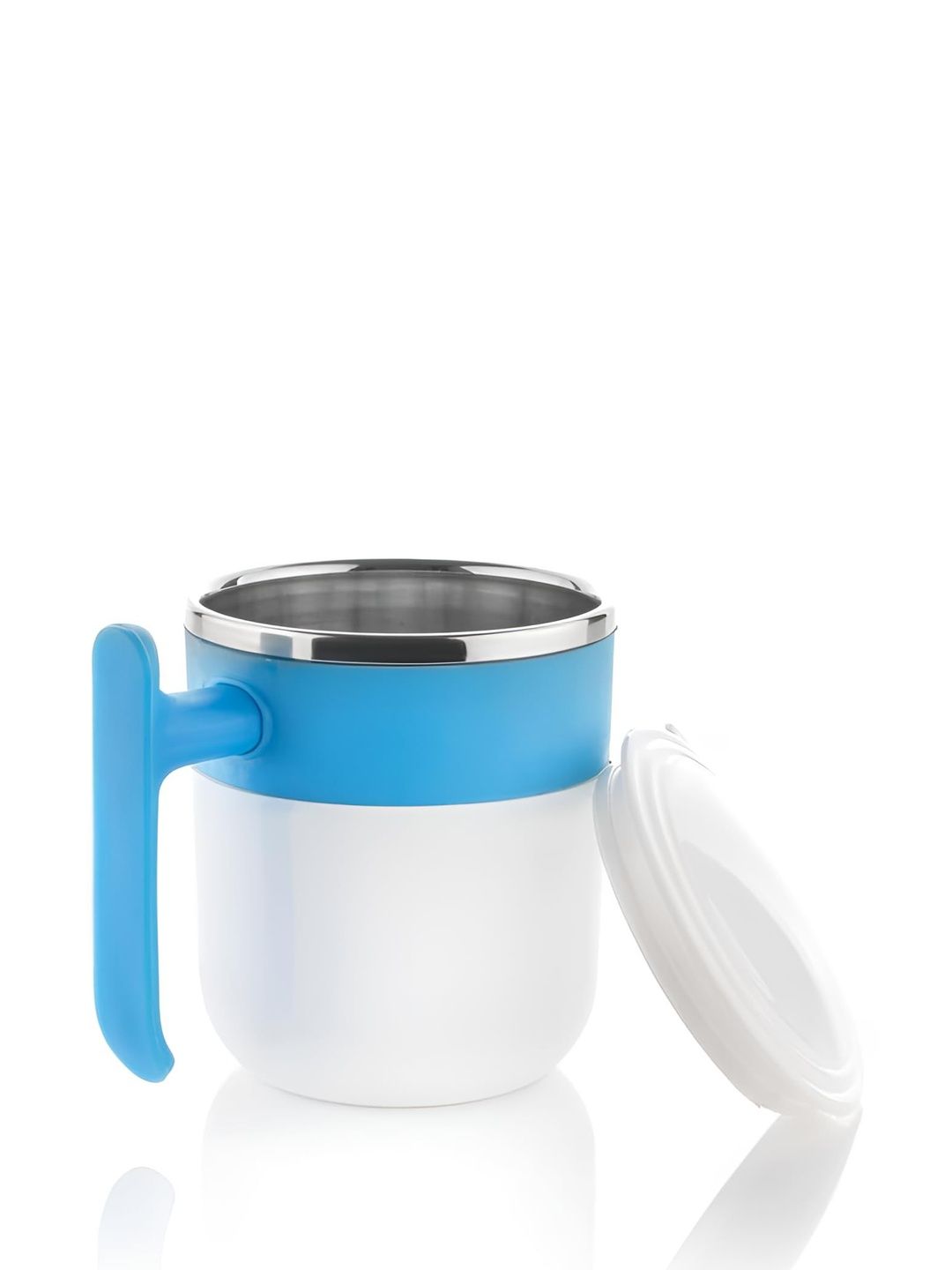 DeoDap White & Blue Stainless Steel Mug & Lid-picture-28
