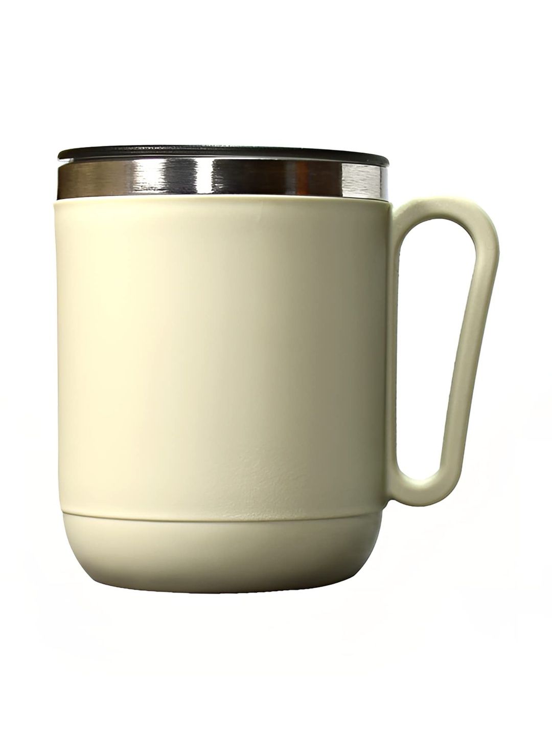 DeoDap Cream-Color Stainless Steel Coffee Mug With Lid-image-27