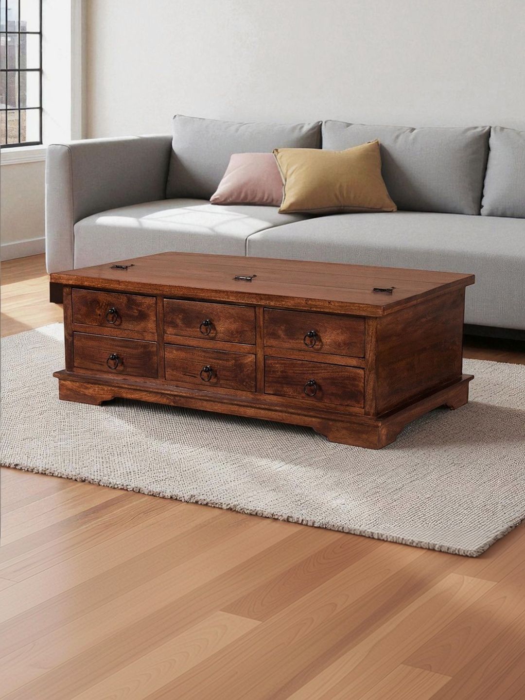 THE ATTIC Brown Wooden Rectangle Coffee Table