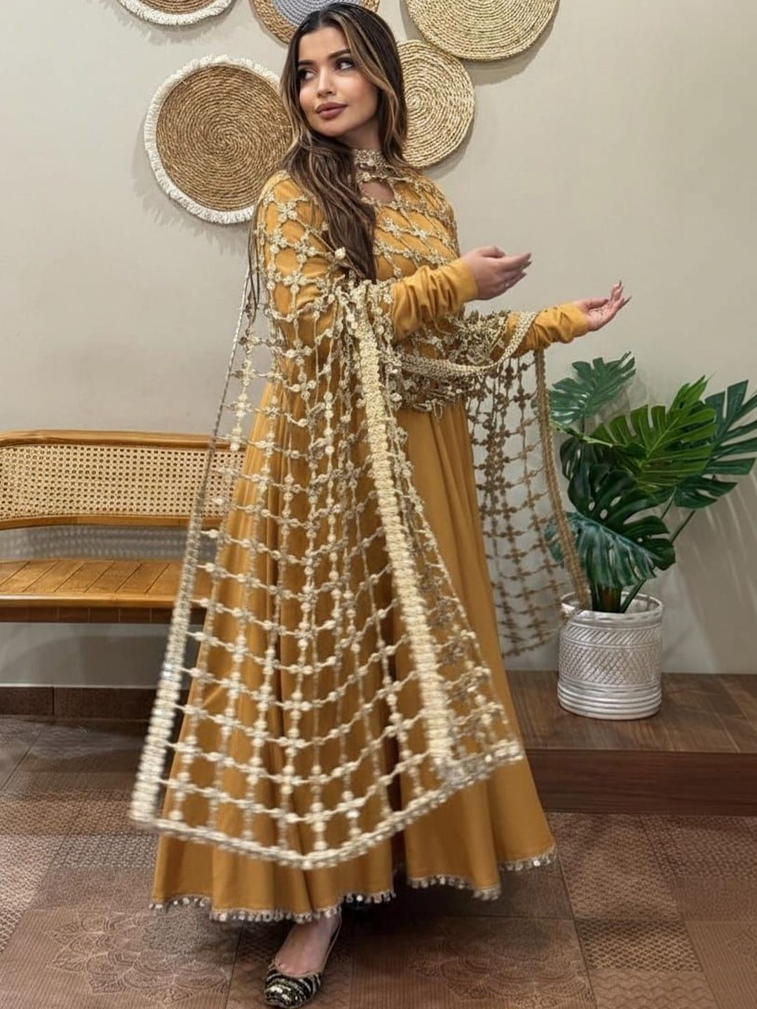 SAJAVAT ETHENIC WEAR Ethnic Motifs Woven Design Dupatta with Mirror Work-picture-43