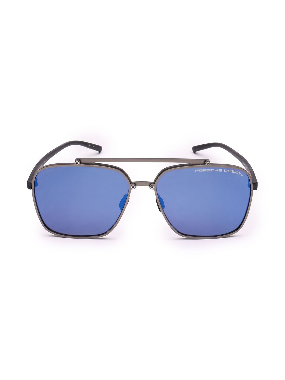 PORSCHE DESIGN Men Blue Lens & Gunmetal-Toned Aviator Sunglasses P8937 59D-image-42