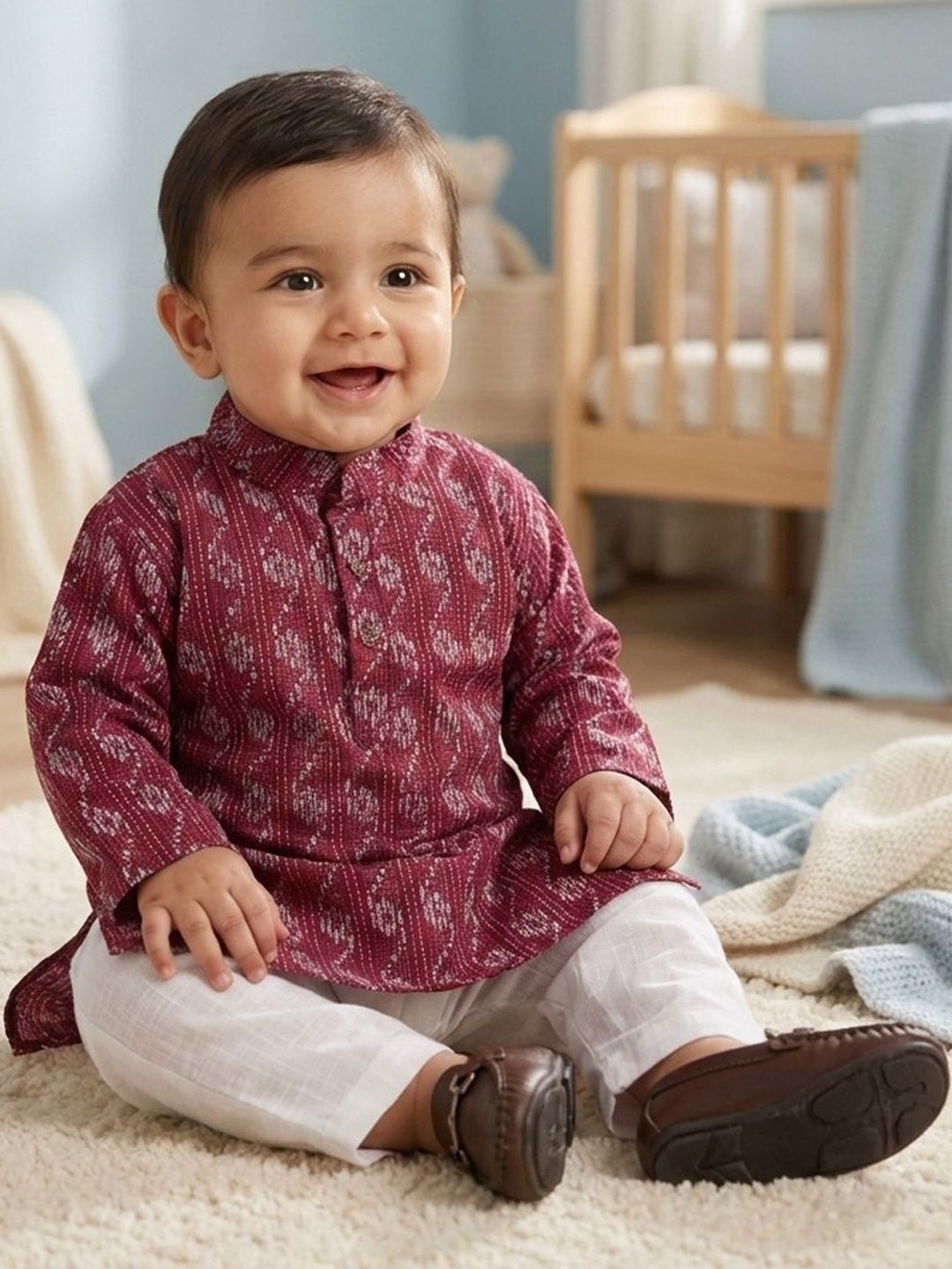 Sangria Infant Boys Printed Pure Cotton Mandarin Collar Kurta & Pyjamas Kurta Set-picture-41