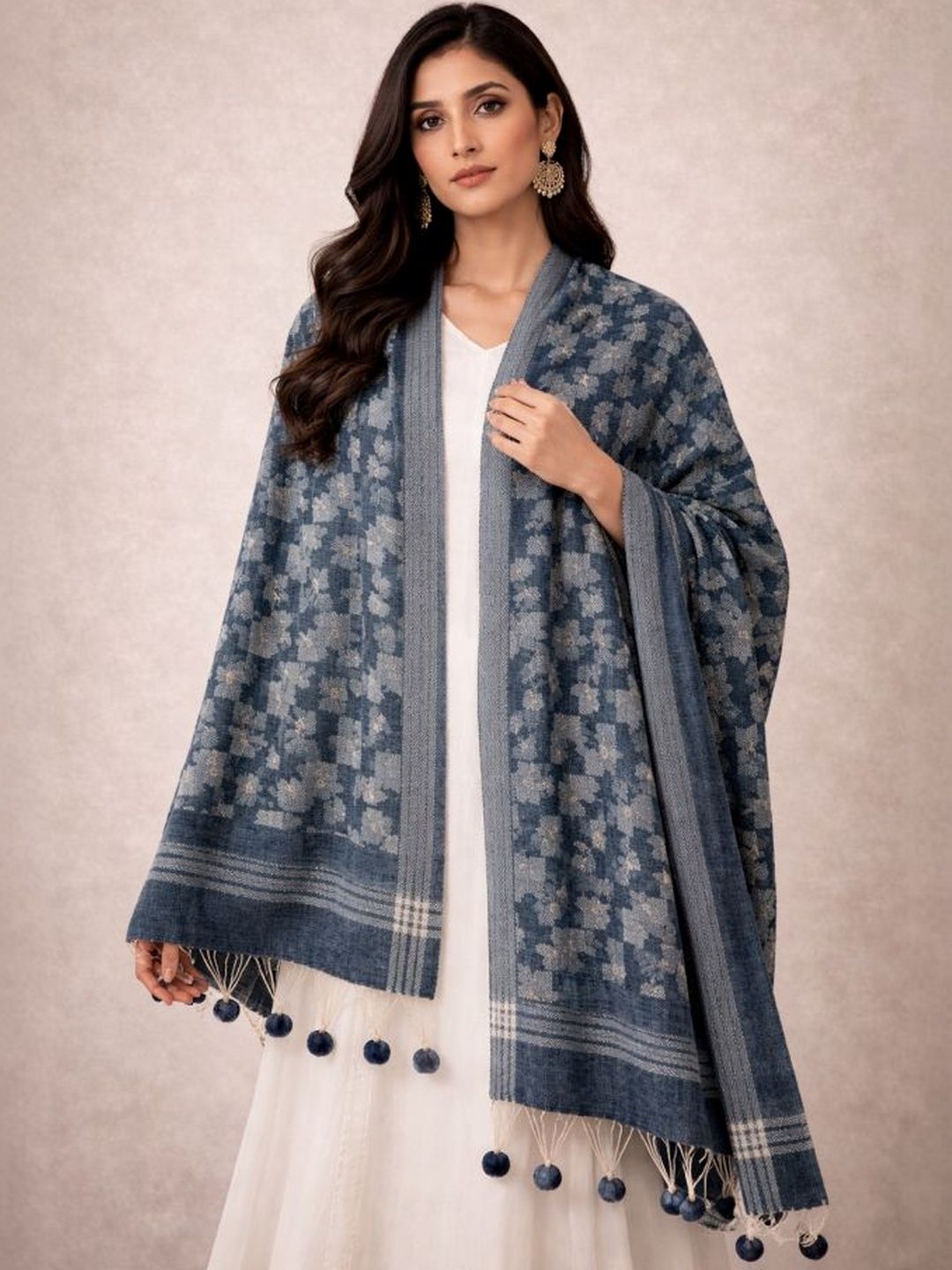 Sangria Women Floral Woven Design Shawl-picture-18