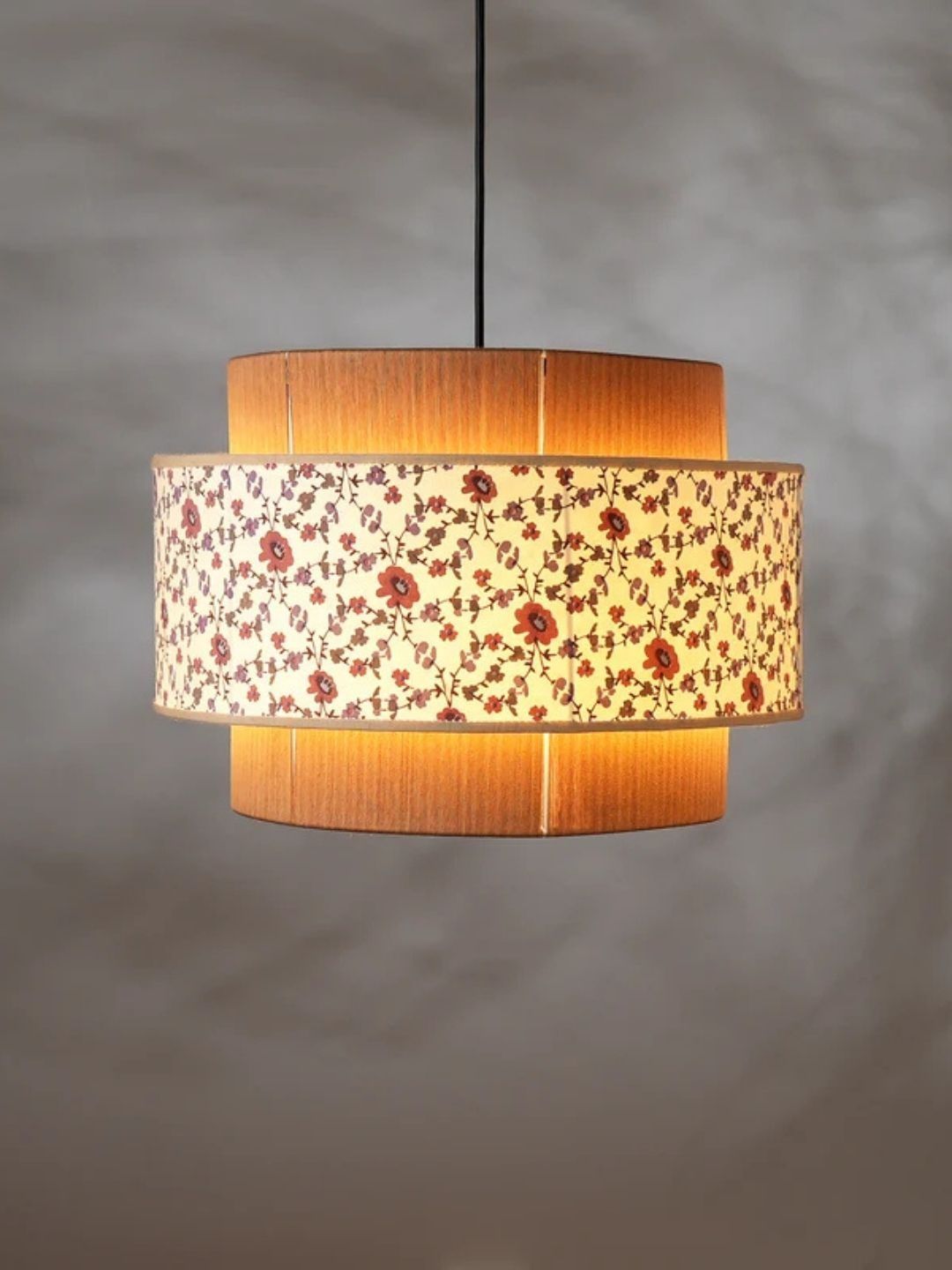 FIG Brown & Peach-Coloured Printed Ceiling Lamp