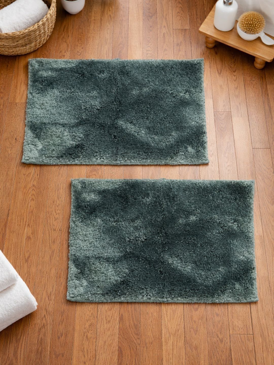 SENSES 2-Pcs Green 1180 GSM Anti-Skid Bath Rugs-image-34
