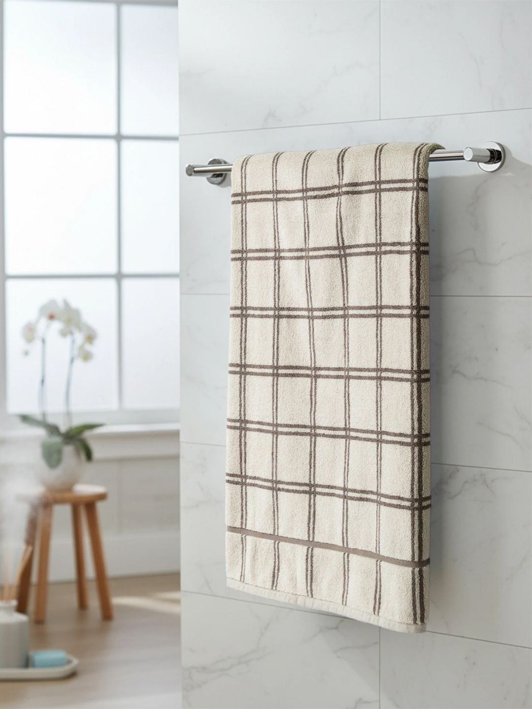 MYTRIDENT Multicoloured & Off White 1 Printed Cotton 600 GSM Bath Towel-picture-34