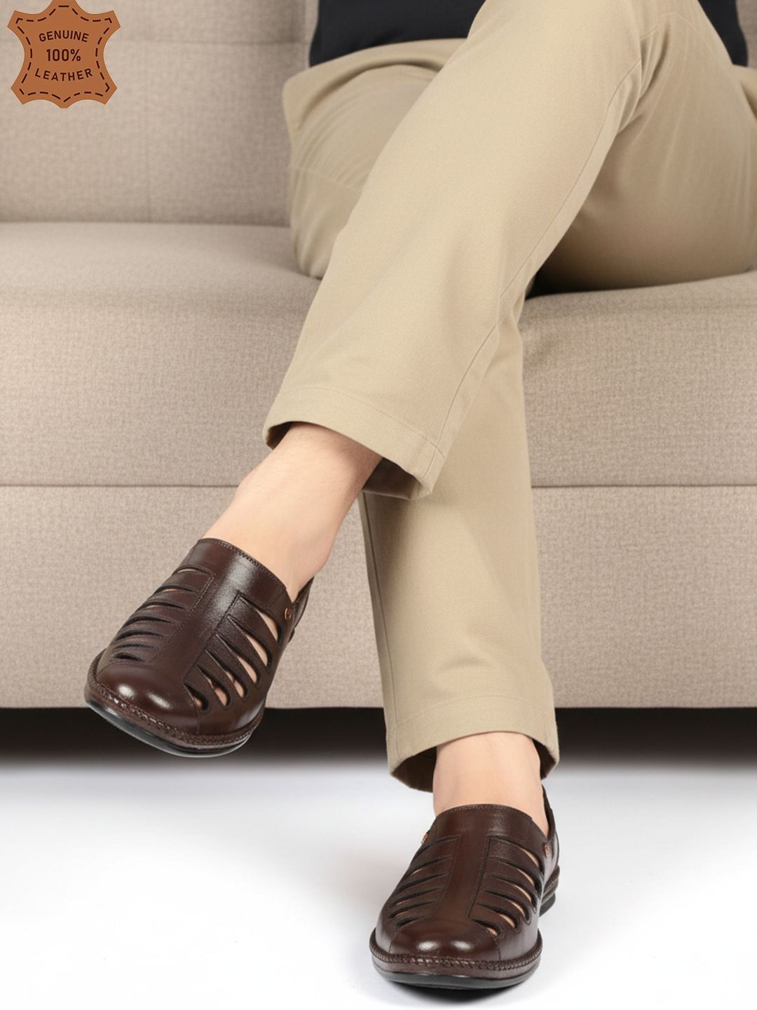 Carlton London Men Perforations Leather Loafers-picture-37