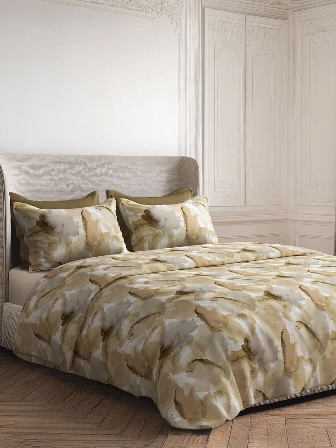 SANSAAR A DDECOR BRAND LIVE CONSCIOUSLY Self Design Cotton 3 Piece Double King Bedding Set-image-49