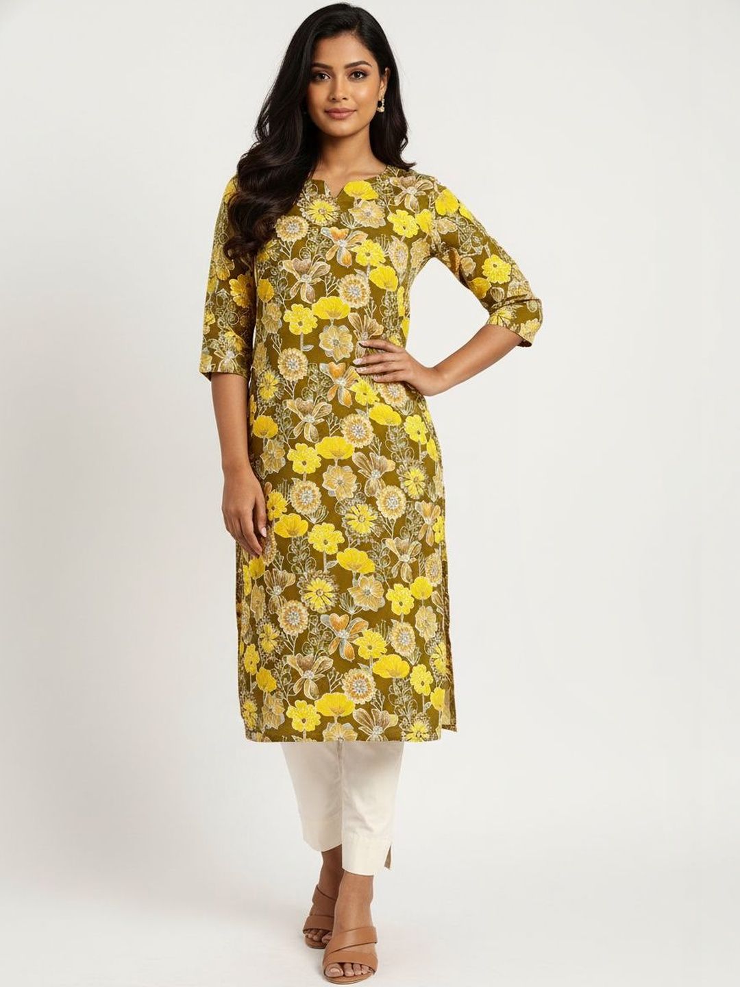 SZN Women Printed Patchwork Crepe Blend Kurta-image-4
