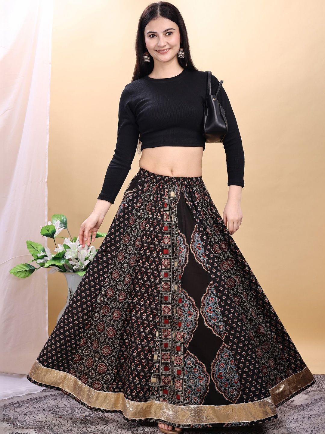 Tikhi Imli Printed Cotton Maxi Flared Skirts-picture-37