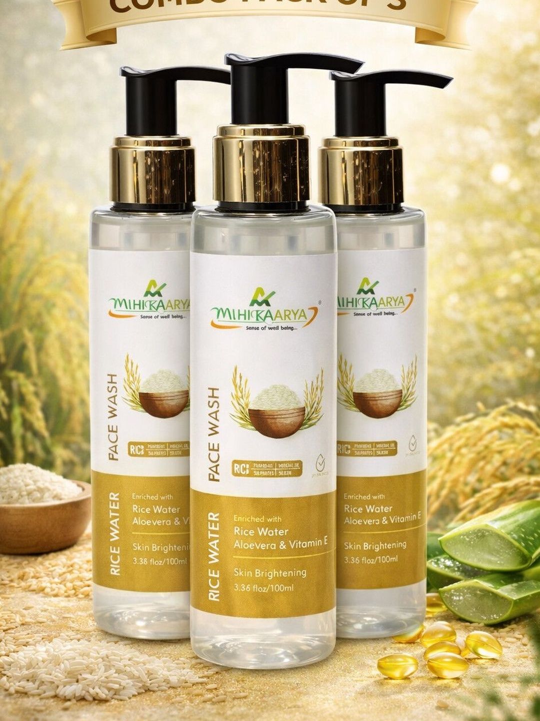 MIHIKAARYA Set Of 3 Rice Water Face Wash For Deep Cleansing - 100 ml Each-image-26
