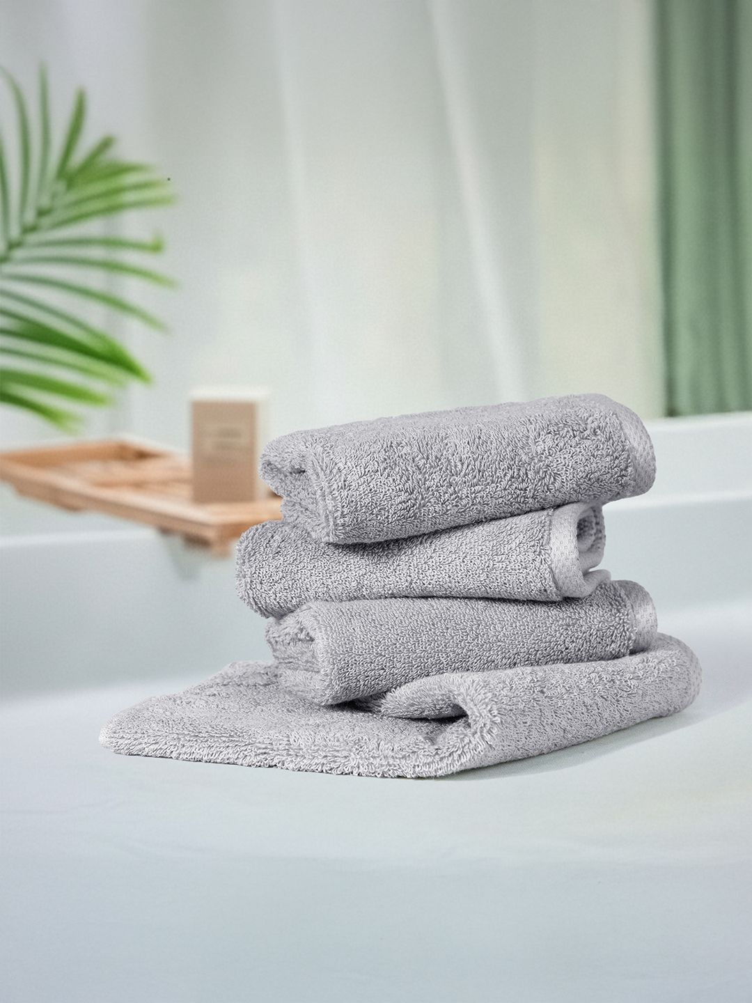 MYTRIDENT Organic Luxury 4Pcs Grey 650 GSM Organic Cotton Face Towels-image-12