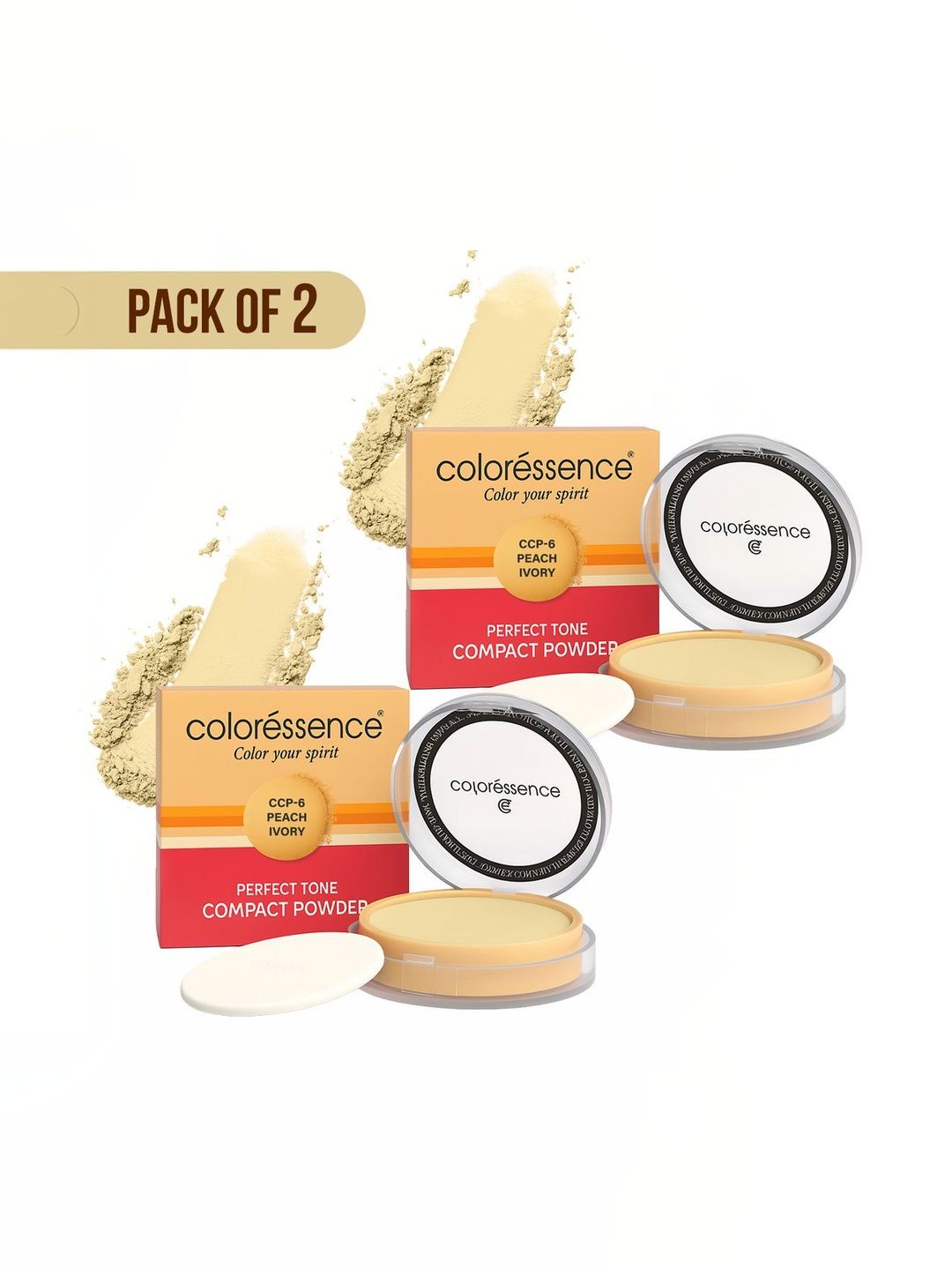Coloressence Set Of 2 Perfect Tone Compact Powder - Peach Ivory 6-picture-28