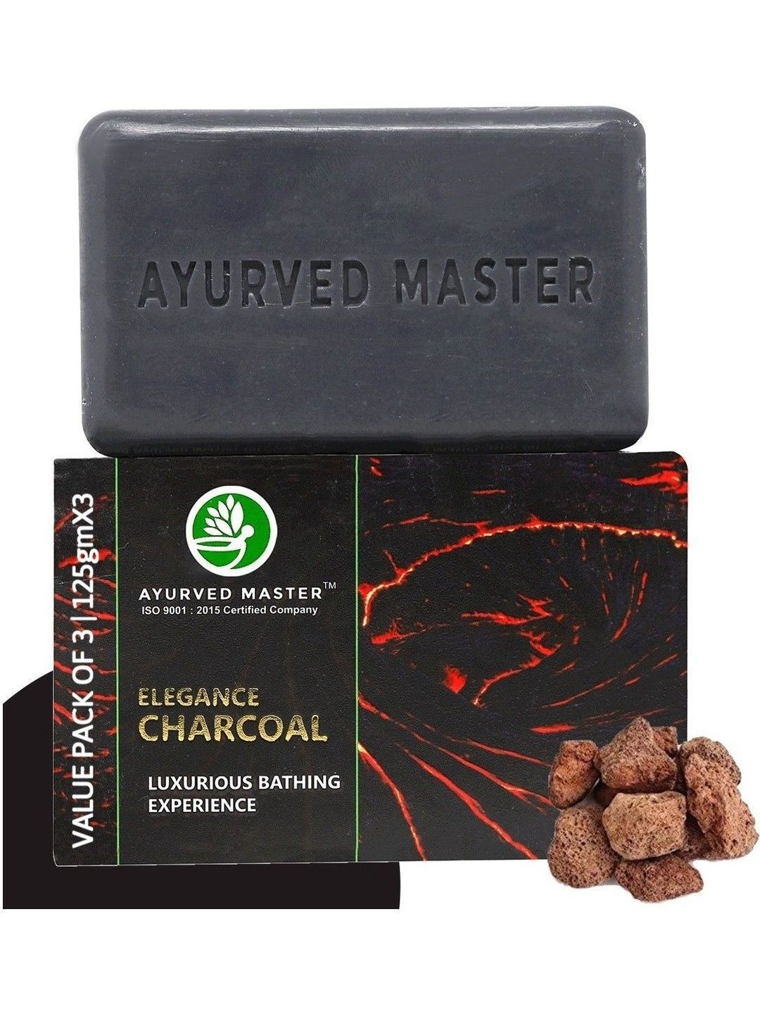 AYURVED MASTER Set Of 3 Charcoal Soap For Reduces Acne & Makes Skin Tighter - 125 g Each-image-21