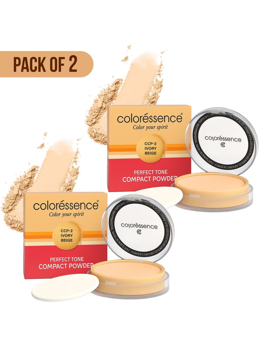 Coloressence Set Of 2 Perfect Tone Compact Powder - Ivory Beige 2
