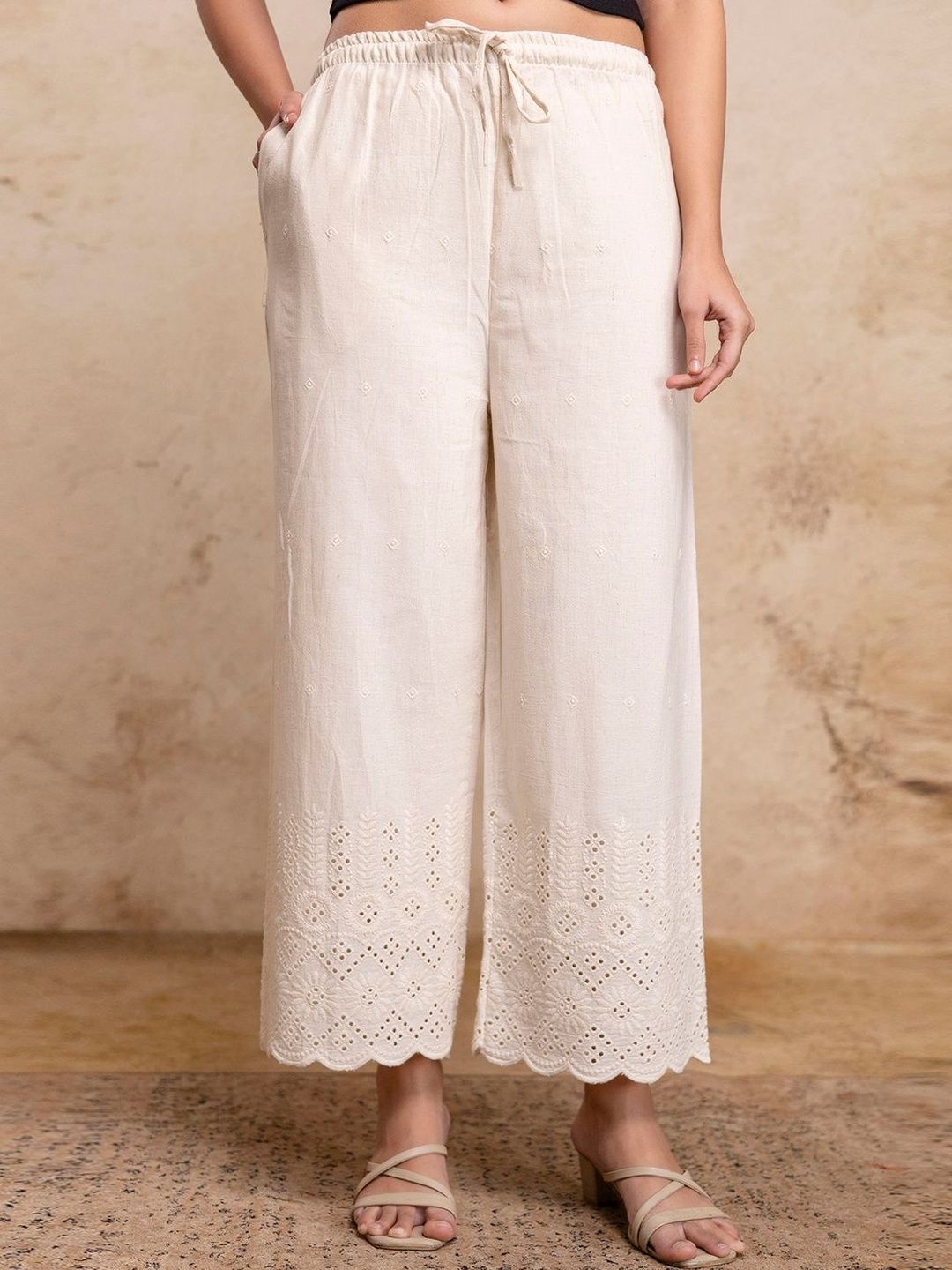 FERANOID Women Embroidered Knitted Ethnic Palazzos-picture-27