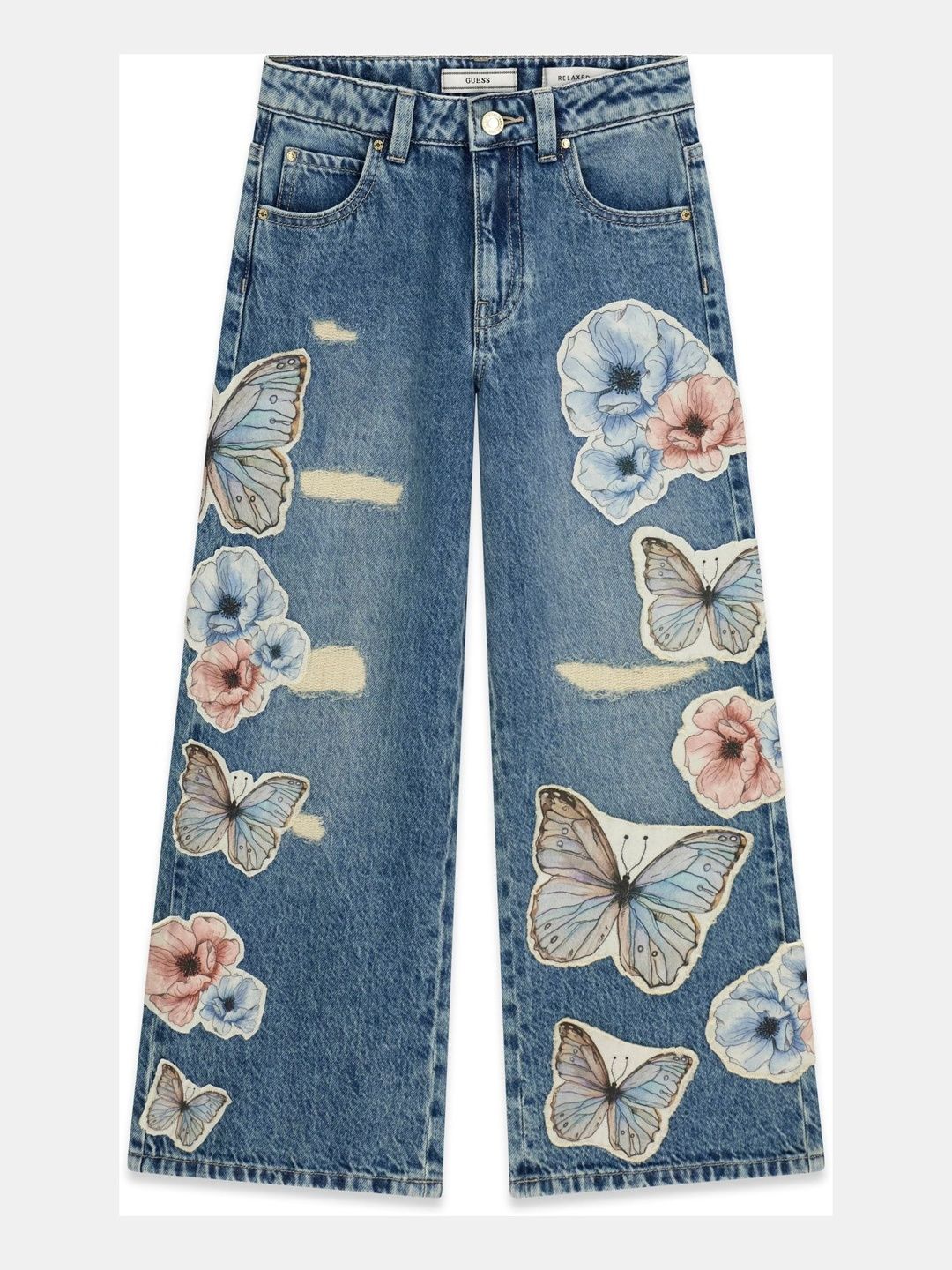 guess kids GUESS Girls Regular Fit Mid-Rise Mildly Distressed Light Fade Jeans-picture-43