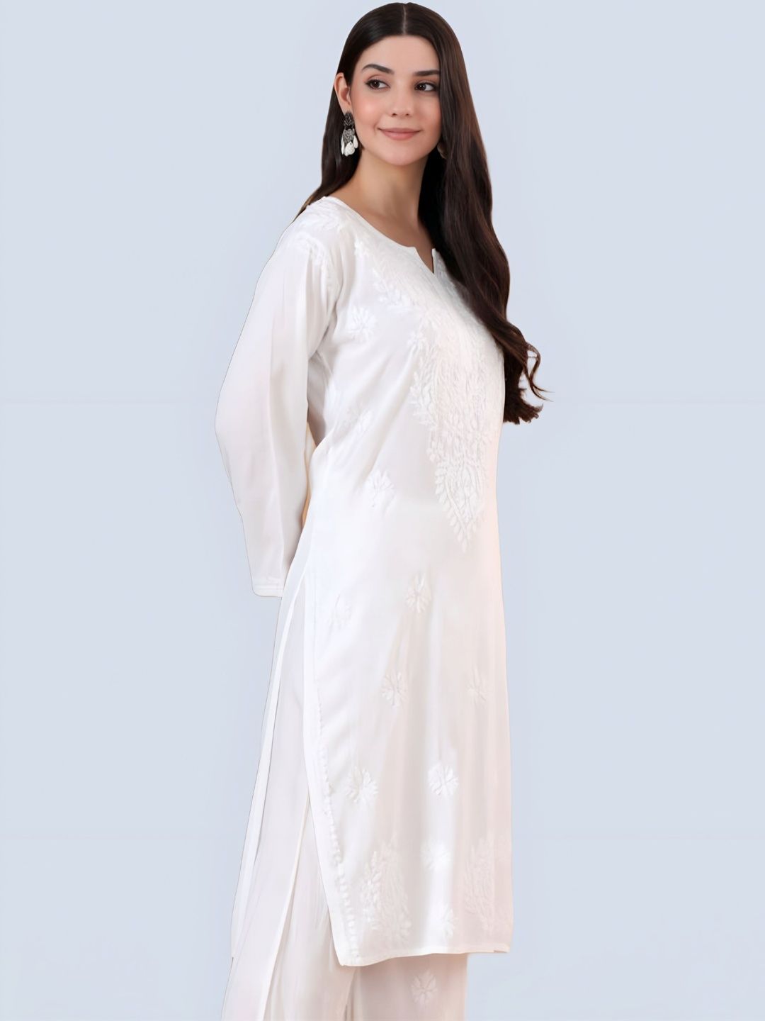 MALABIS Dyed Chikankari Chikankari Kurti-picture-10