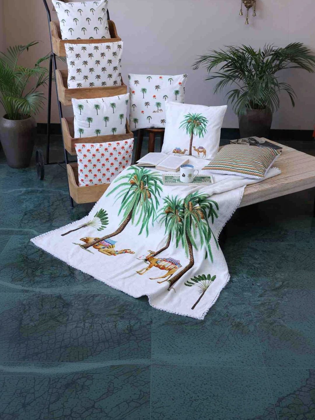 Sangria 8 Pieces White Graphic Cotton Embroidered Square Cushion Covers-image-38