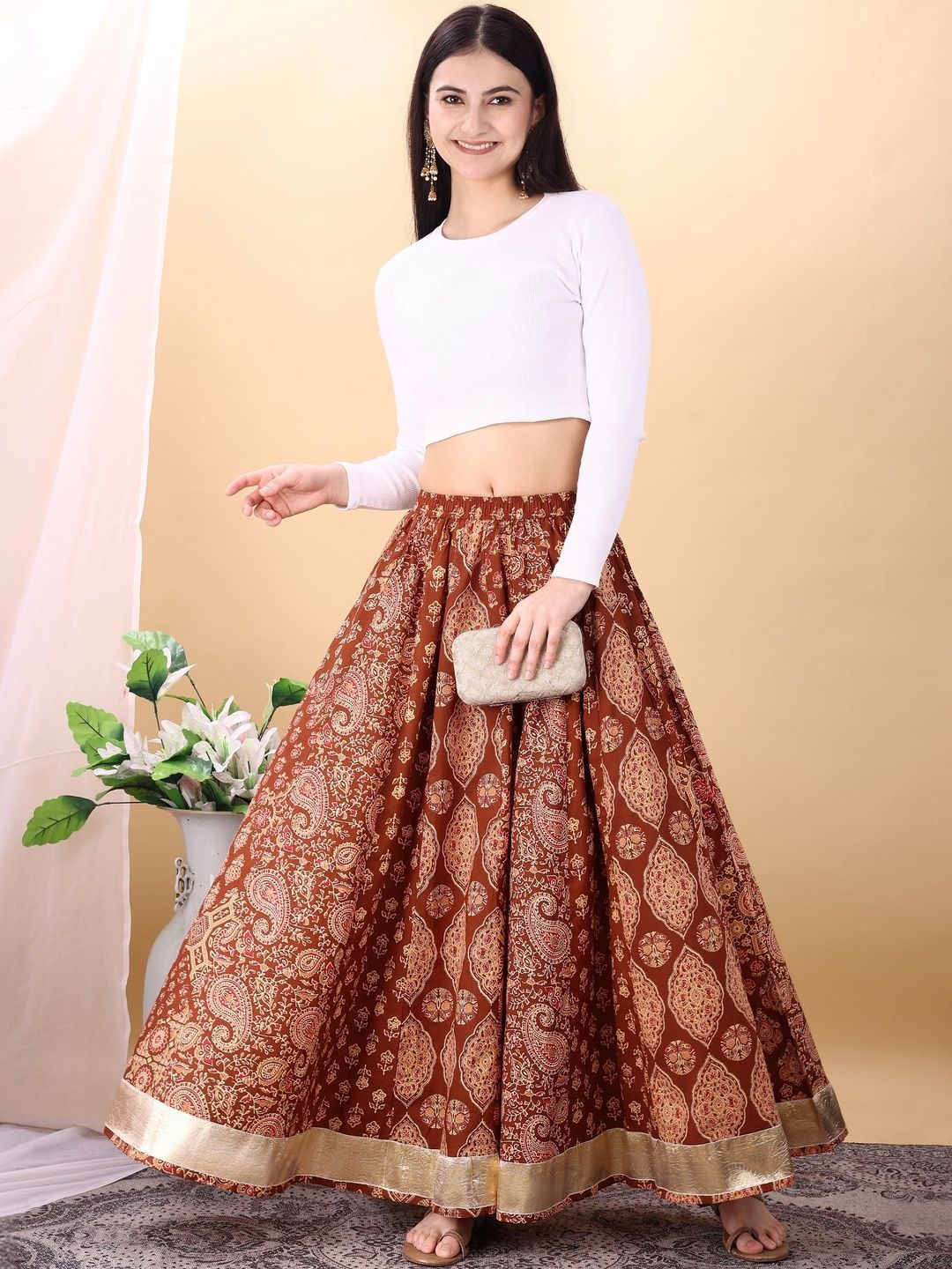 Tikhi Imli Printed Cotton Maxi Flared Skirts-picture-36