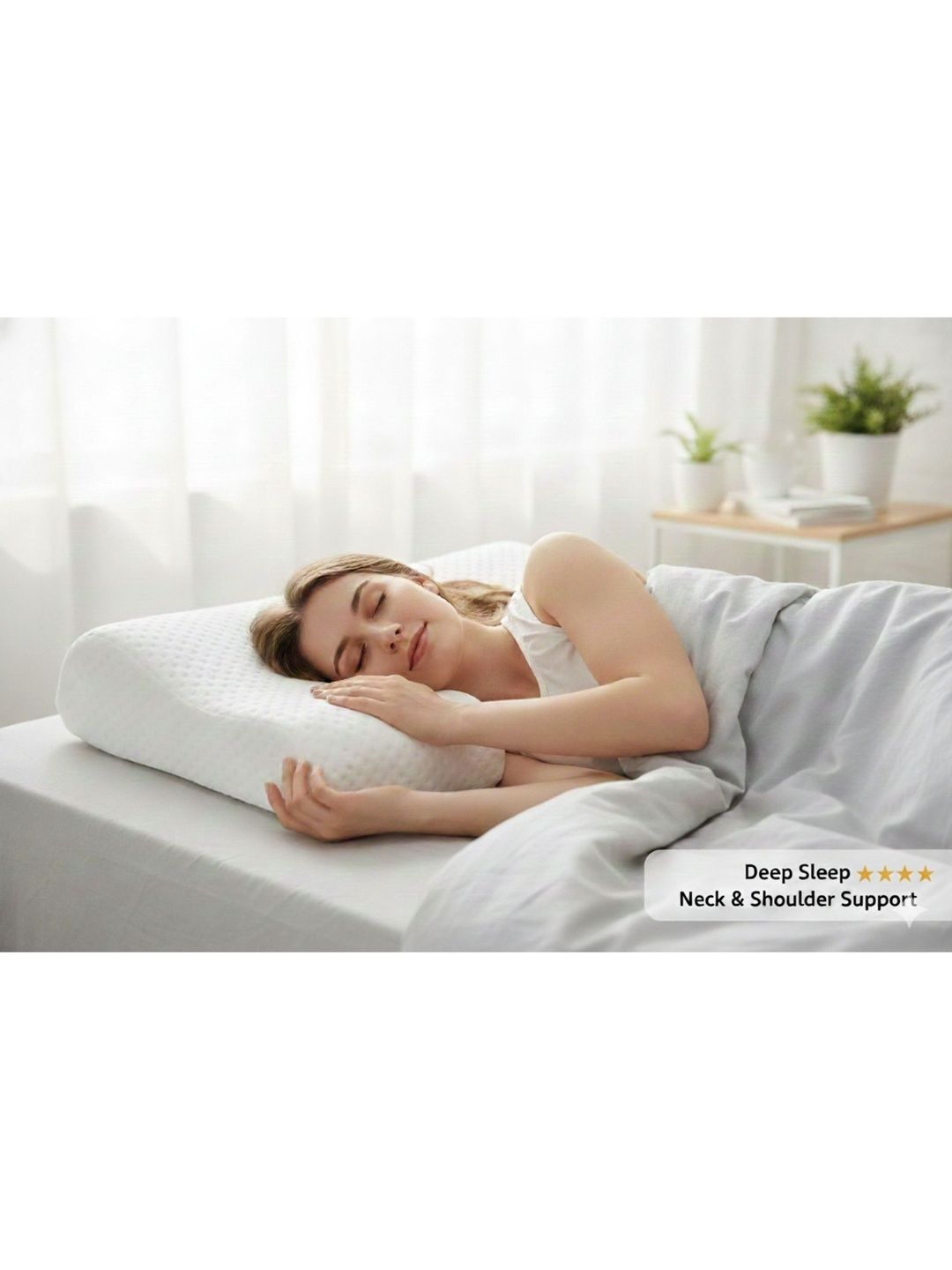 House of Meticulous Elegance White Memory Foam Filled Cotton Breathable Pillow-image-17