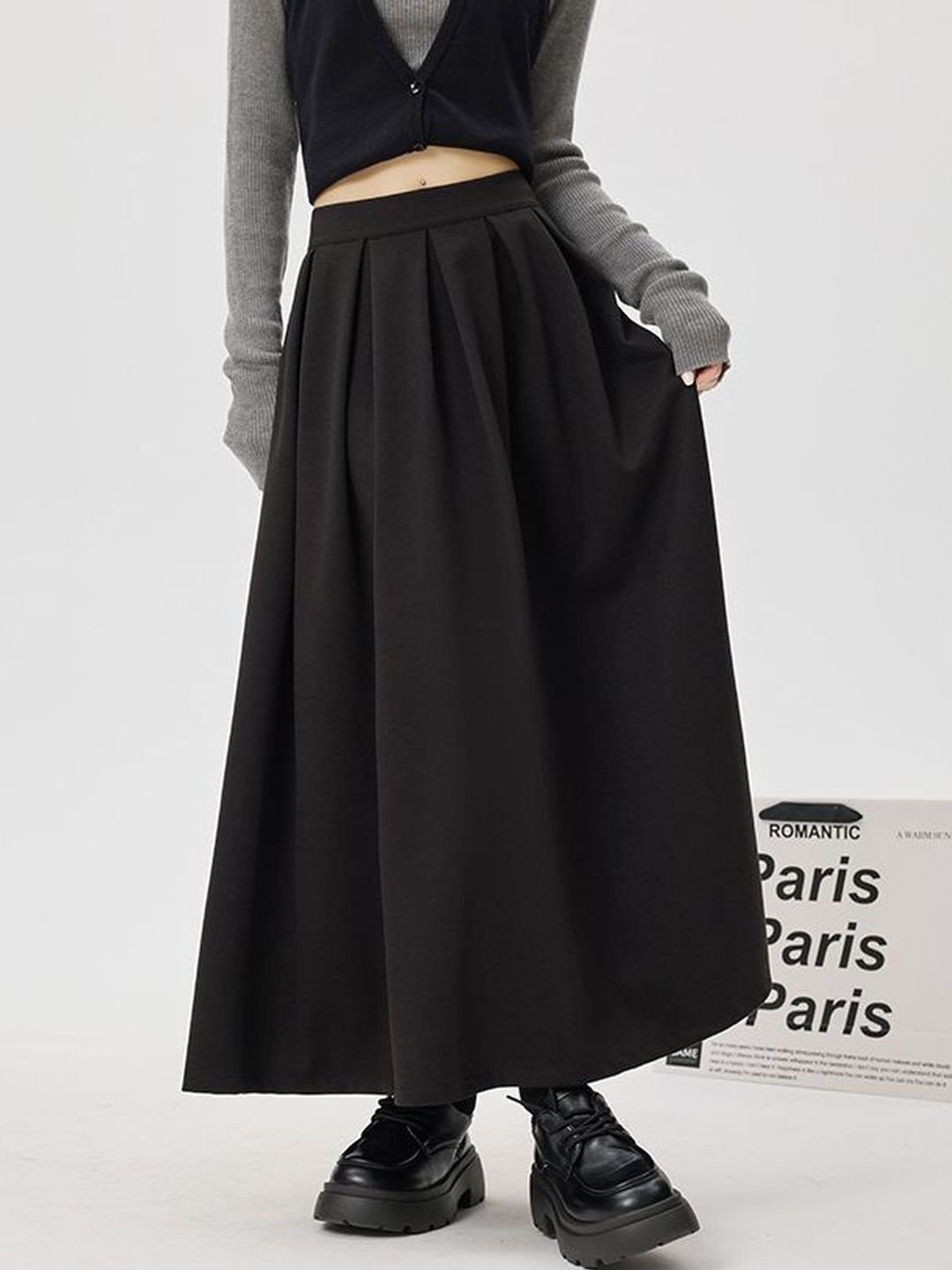Suo Polyester Flared Midi Skirts-picture-10