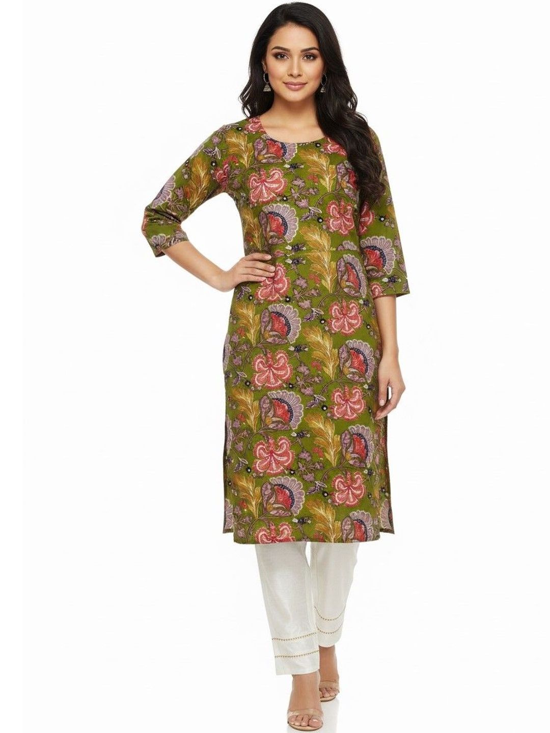 SZN Women Printed Mirror Work Crepe Blend Kurta-picture-41