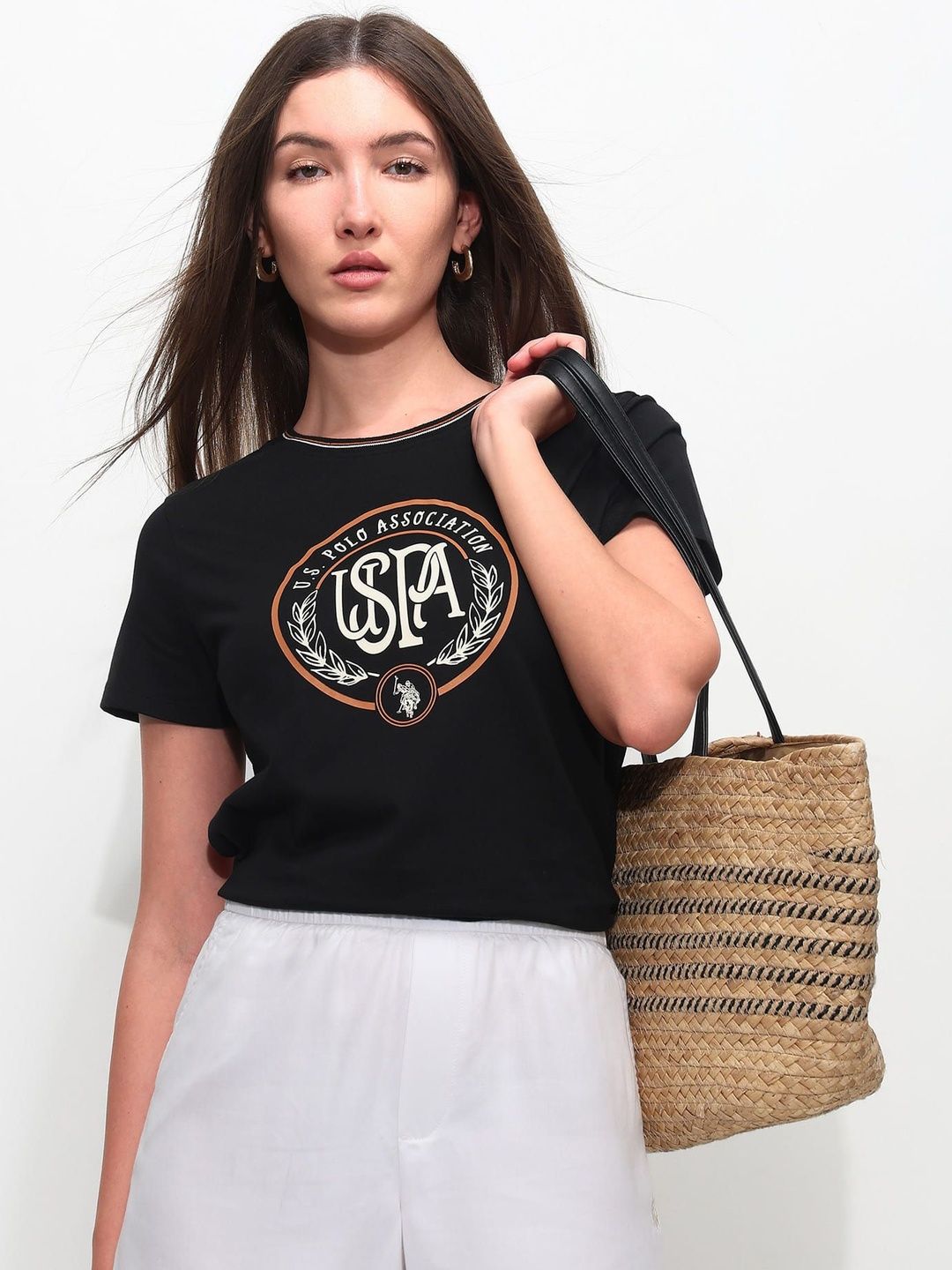 U.S. Polo Assn. Women Women Brand Logo Printed T-shirt