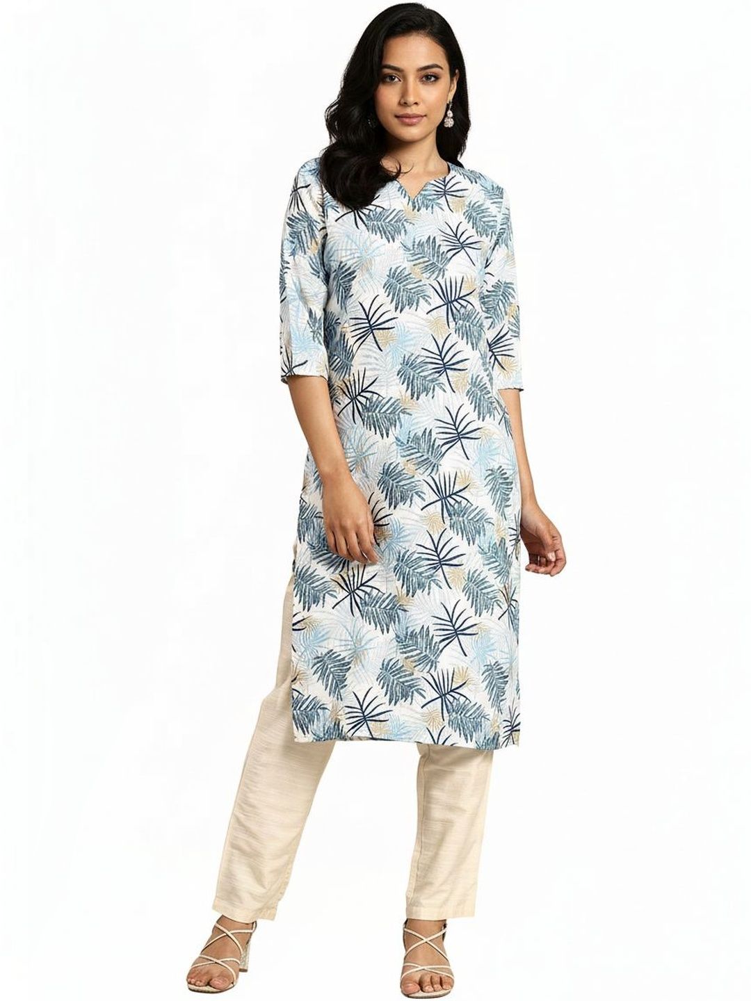 SZN Women Printed Mirror Work Crepe Blend Kurta-picture-50