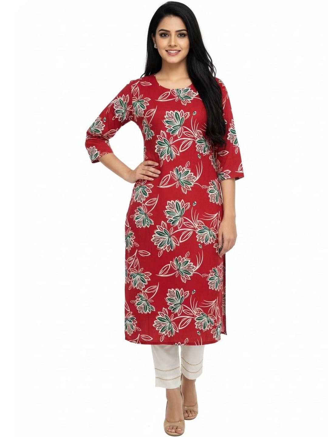 SZN Women Printed Sequinned Crepe Blend Kurta-picture-43