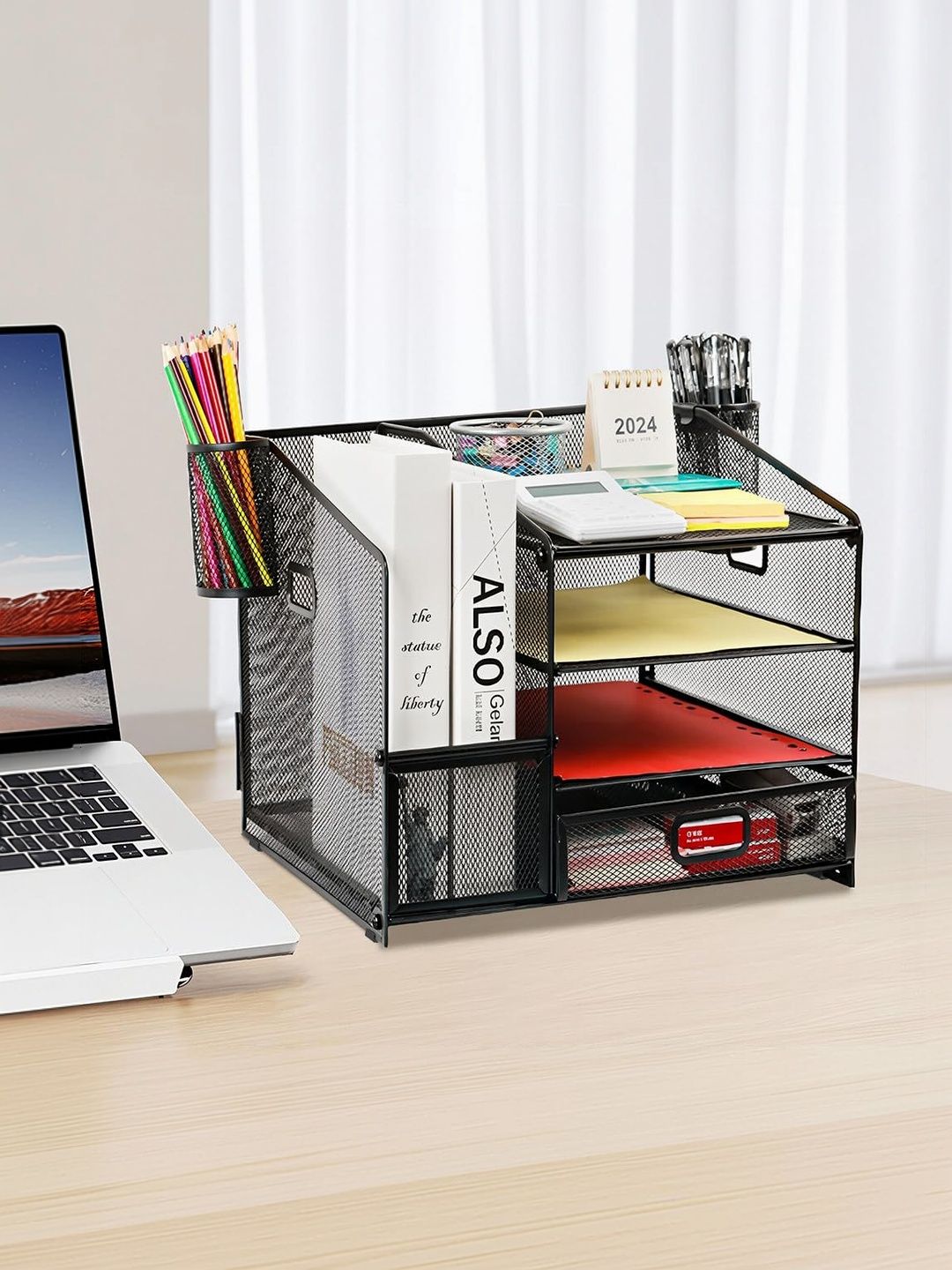 MAYCREATE Black Set of 1 Regular Desk Organiser Organisers-picture-2
