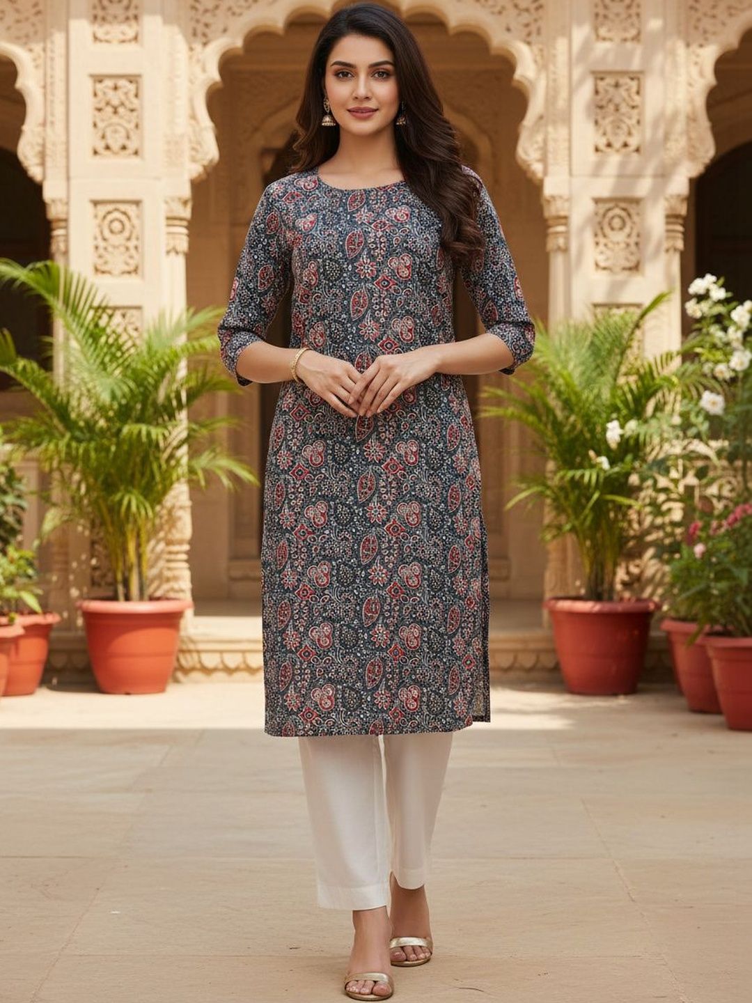 SZN Women Floral Printed Crepe Blend Kurta-picture-17