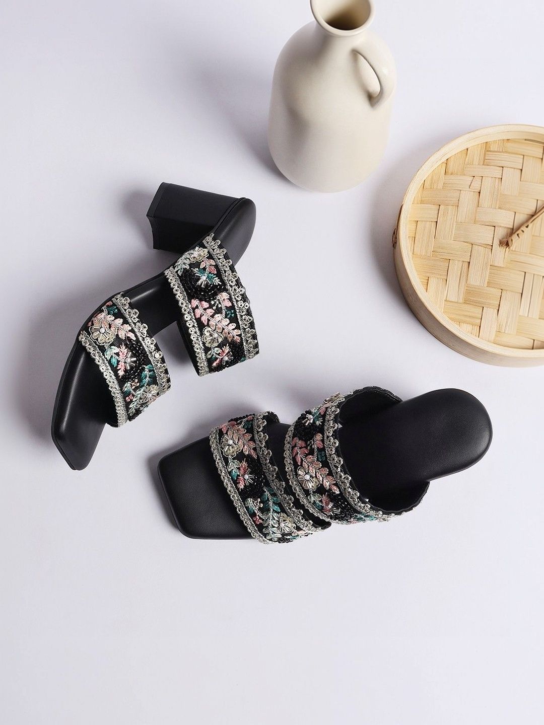 Street Style Store Embellished PU Party Block Mules-picture-18