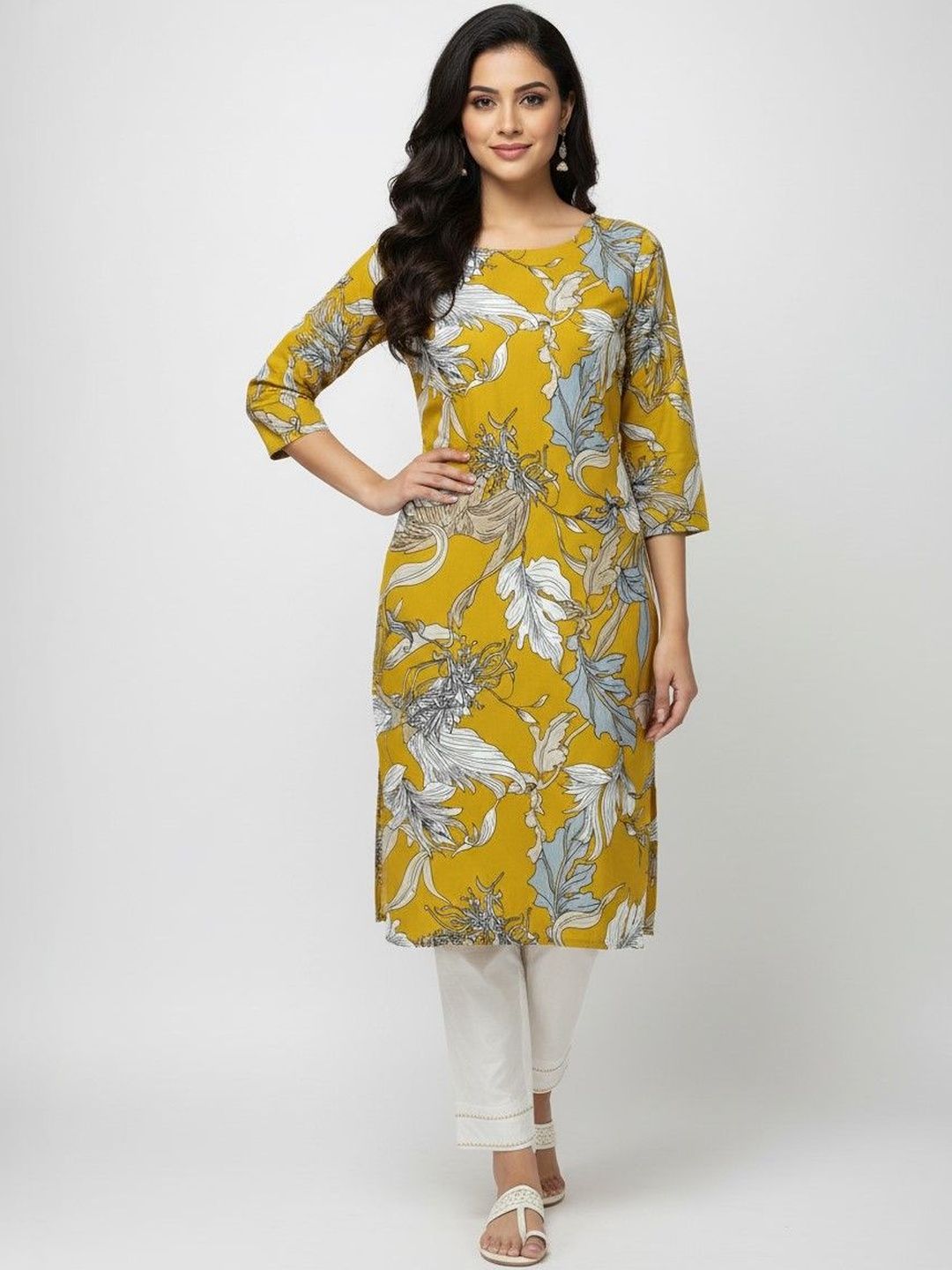 SZN Women Printed Mirror Work Crepe Blend Kurta-picture-42