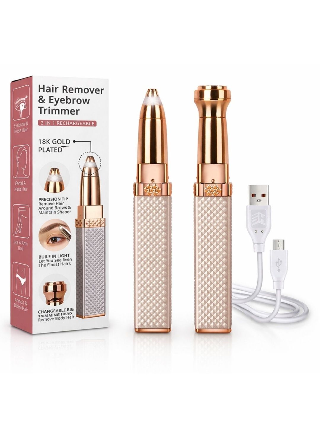 CUVLY 2 In 1 Hiar Remover & Eyebrow Rechargeable Epilator