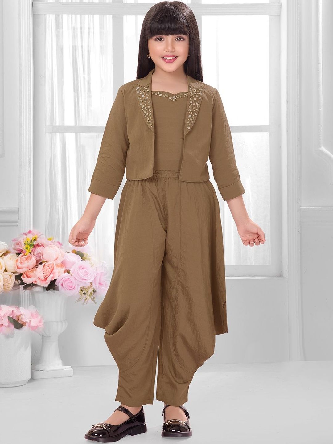 Tiny Baby Girls Embellished Top with Dhoti Pants-picture-5