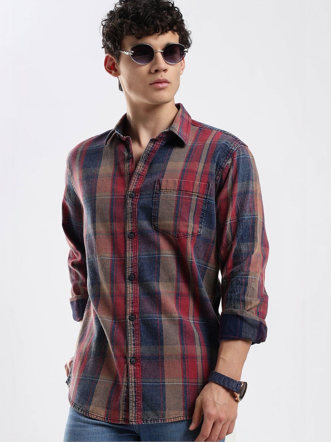 HERE&NOW Men Slim Fit Tartan Checks Checked Casual Shirt
