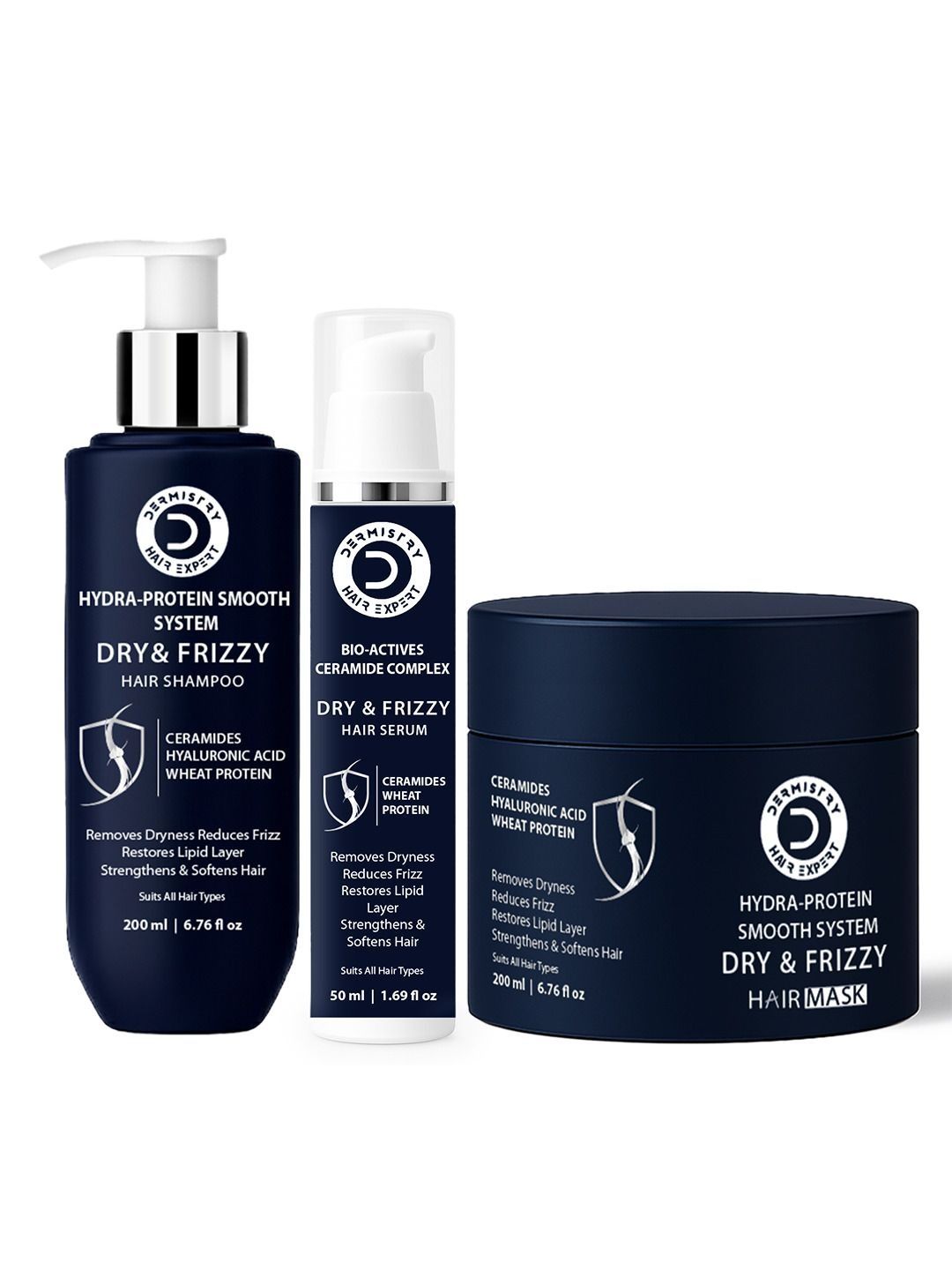 DERMISTRY Set Of 3 Dry Frizzy Hair Shampoo & Mask - 200 ml Each & Serum - 50 ml-picture-37