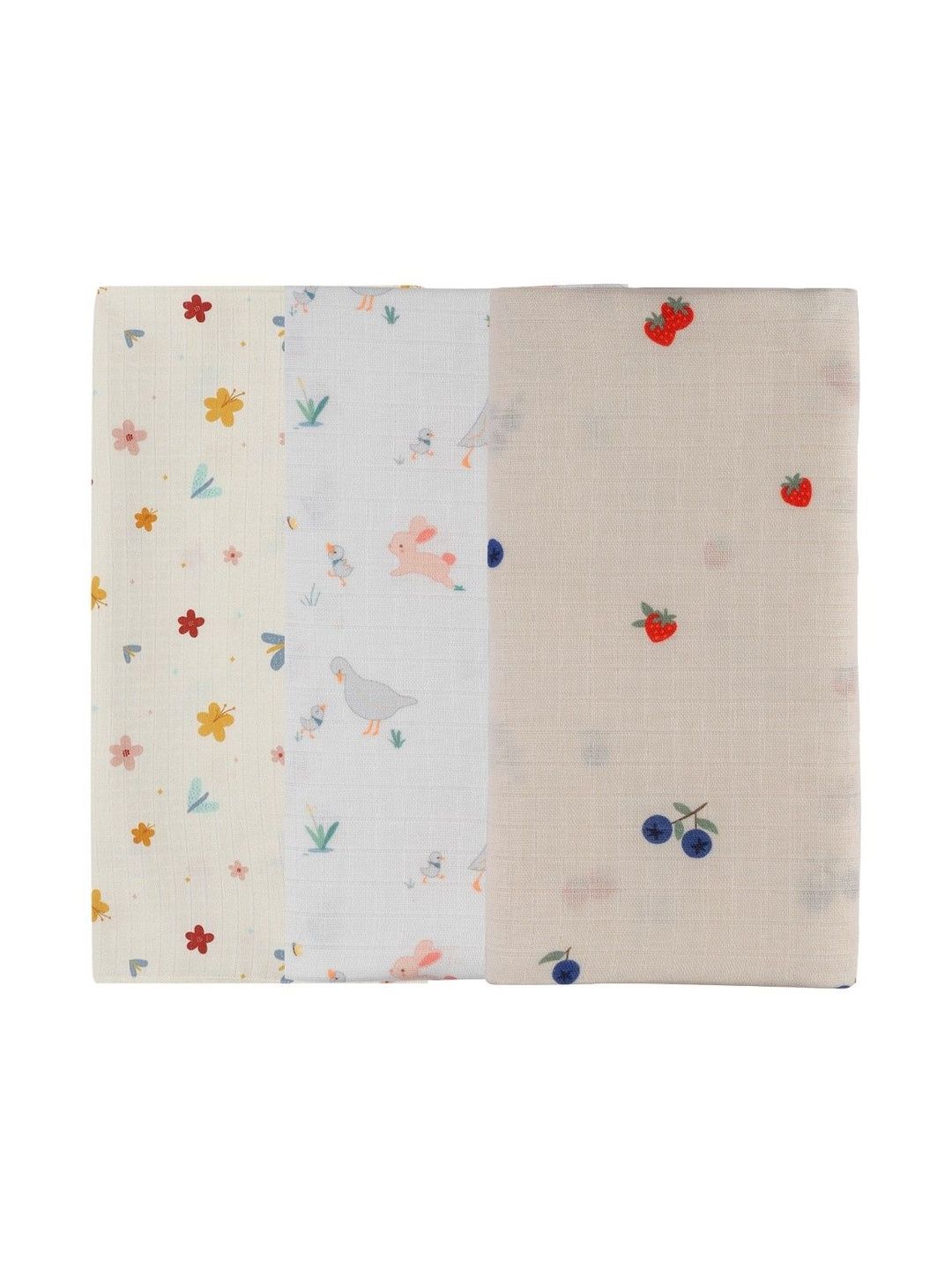 DULAAR Set Of 3 Infants Printed Organic Cotton Swaddle-picture-17