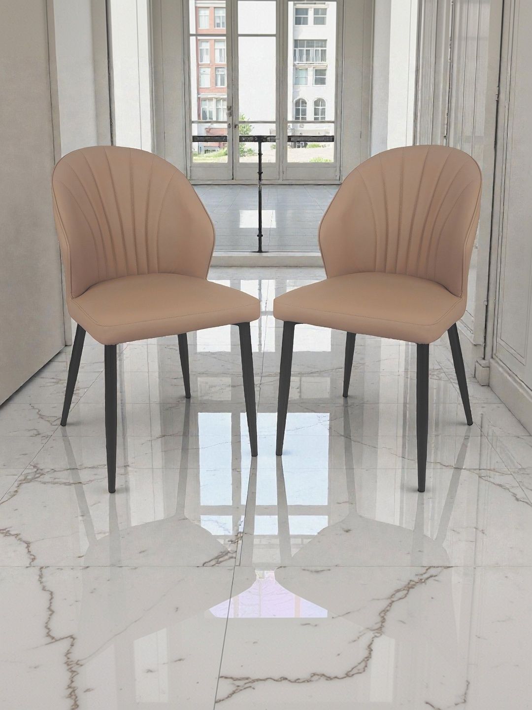 THE ATTIC 2-Pcs Brown & Black Dining Chairs