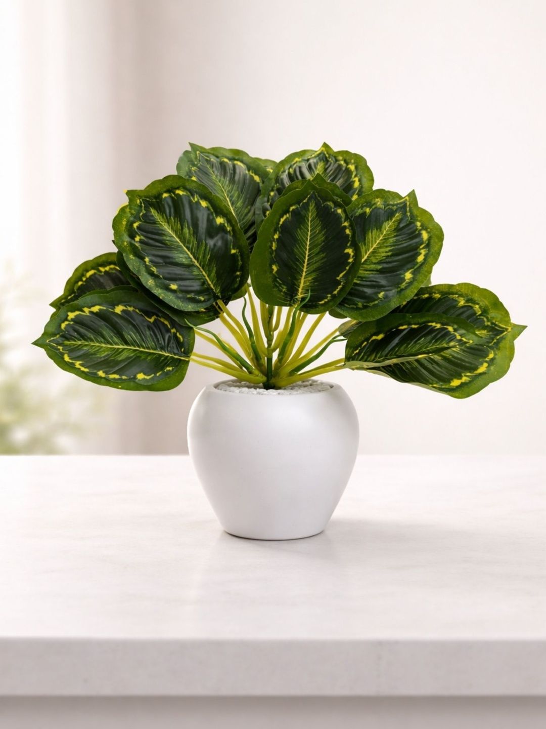 ARTSY Multicoloured 1 Pieces Hanging Calathea Artificial Plant With Pot-image-35