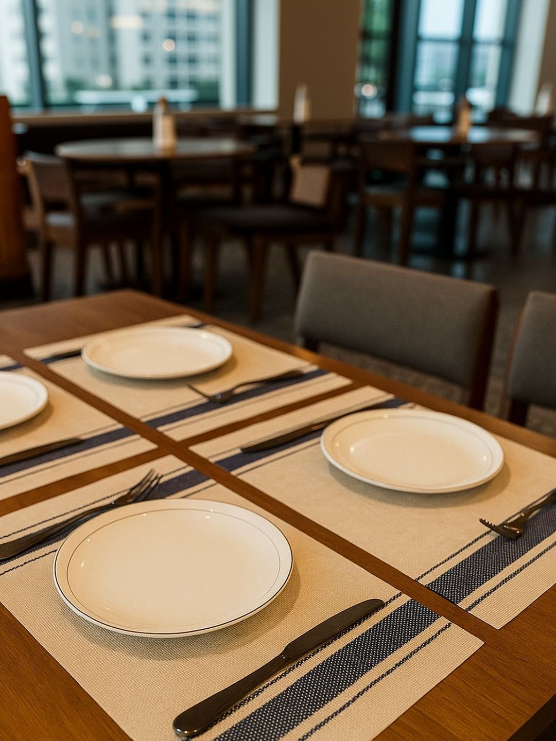 We3 Beige & Blue Printed Non-Slip Heat Resistant 4-Pcs Table Placemats-image-31