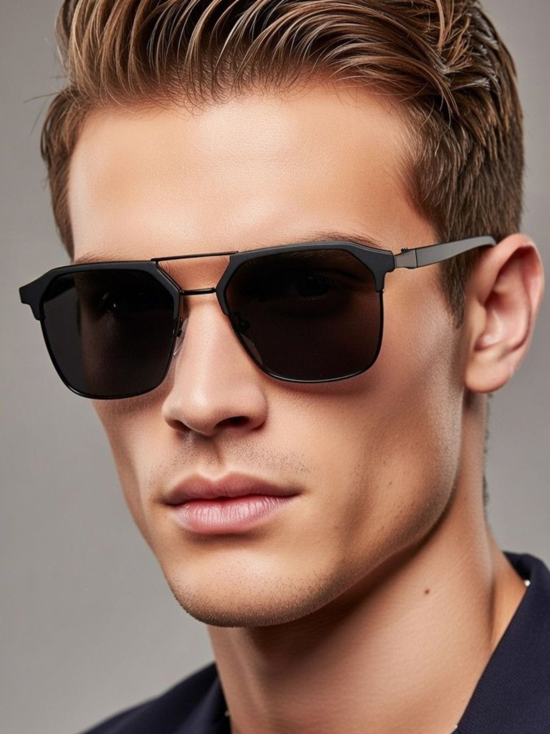 GYNK Men Black Lens & Black Square Sunglasses with-image-40