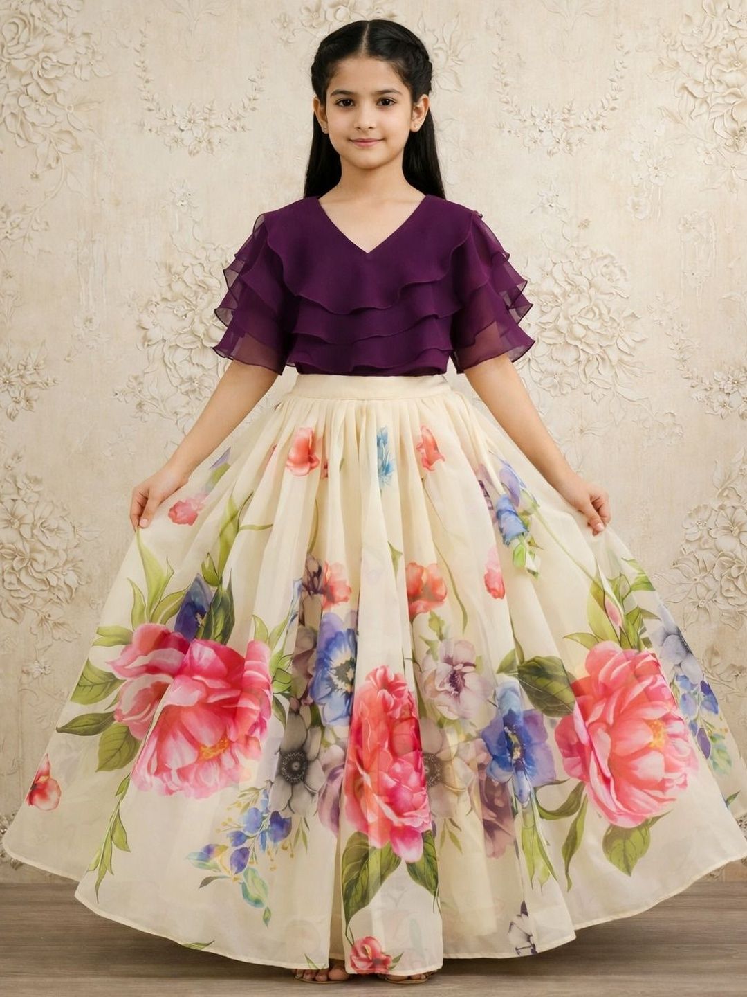 DRISHIV ENTERPRISE Girls Semi-Stitched Lehenga &