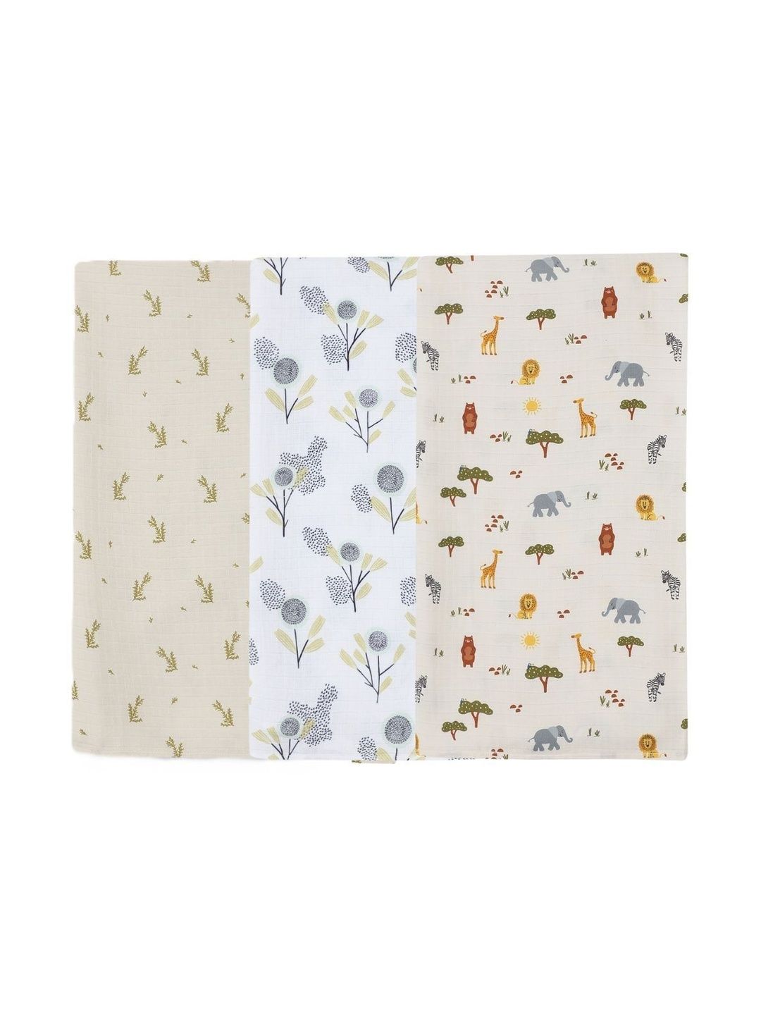 DULAAR Set Of 3 Infants Printed Organic Cotton Swaddle-picture-18