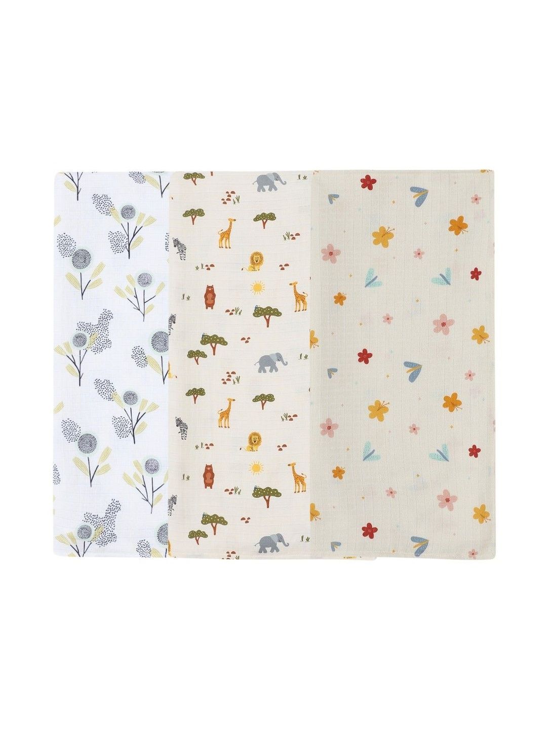 DULAAR Set Of 3 Infants Printed Organic Cotton Swaddle-image-5
